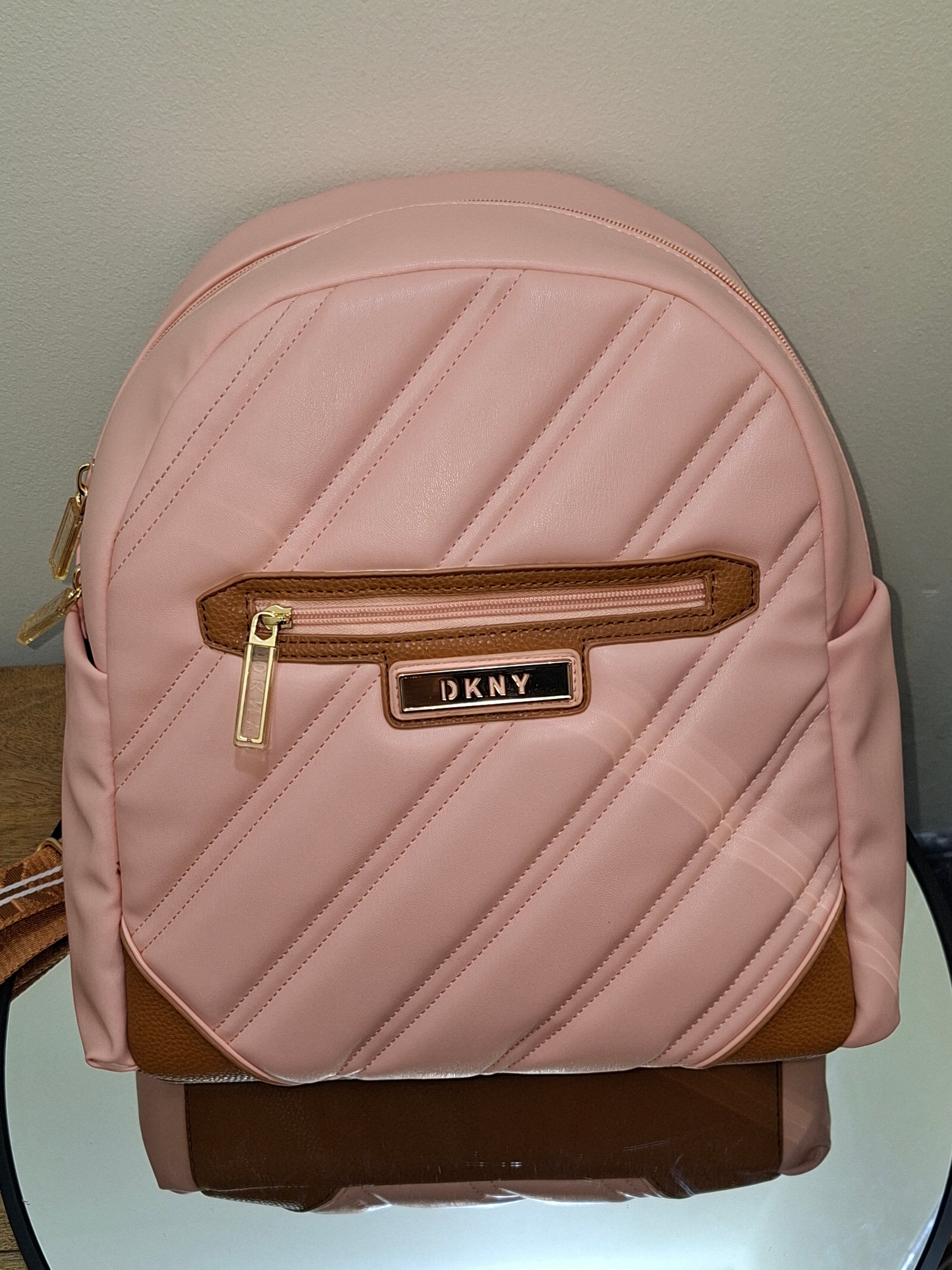 DKNY WOMENS BACKPACK Bias quilted soft backpack  peach bloom D0680BS2