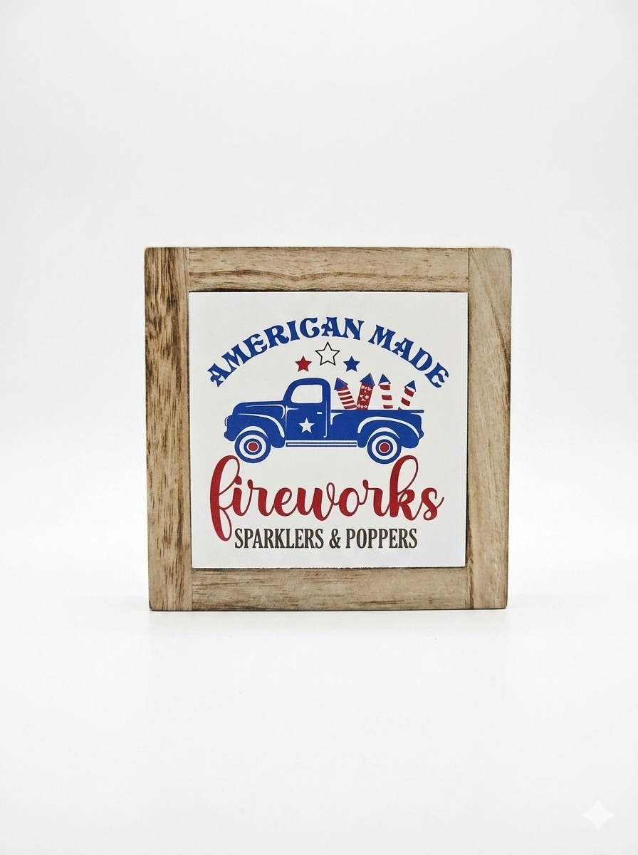 Vintage American Made Fireworks Wooden Sign