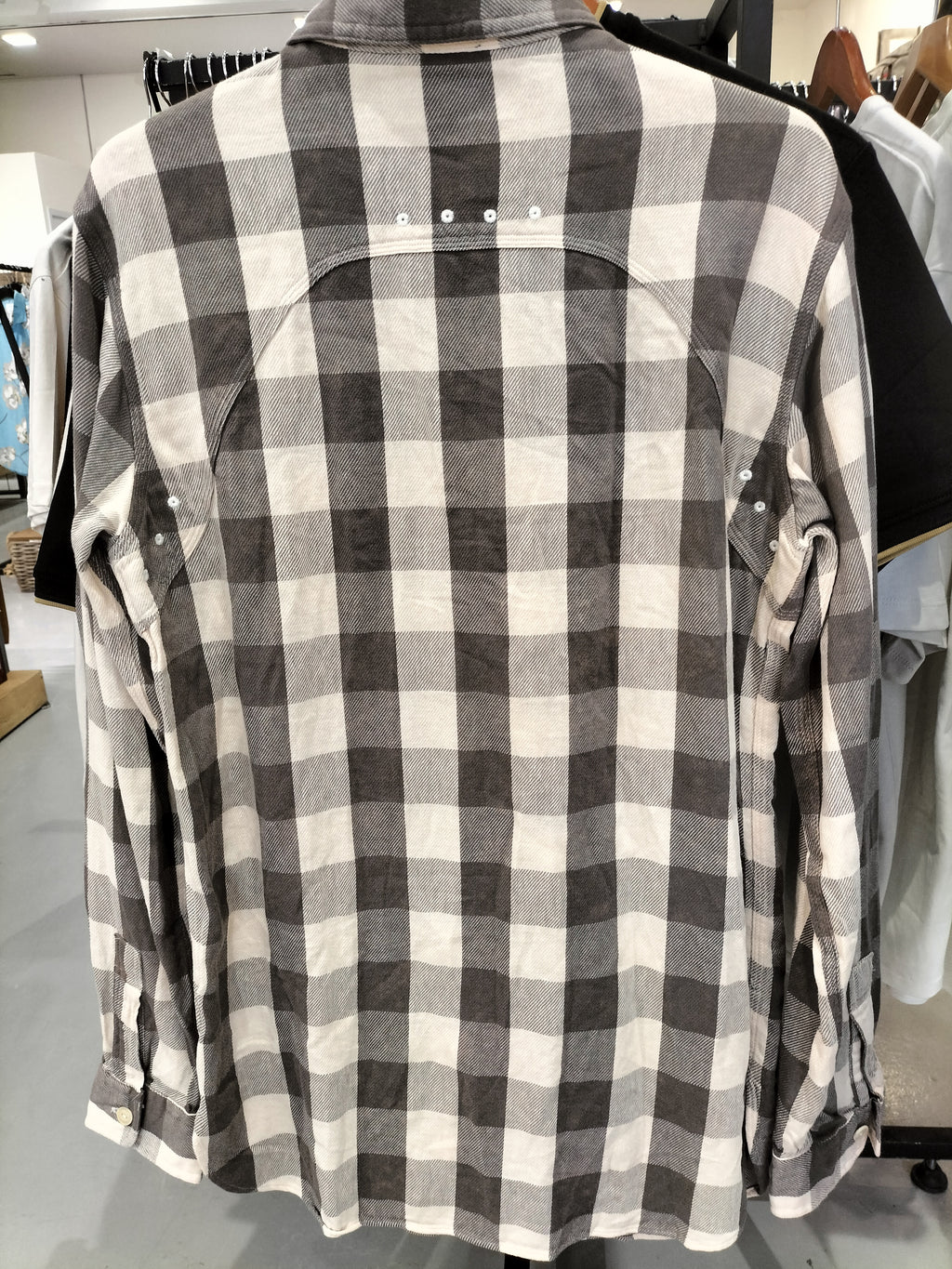 Ralph Lauren Beige Long-Sleeved Polo Shirt with Checkered Pattern