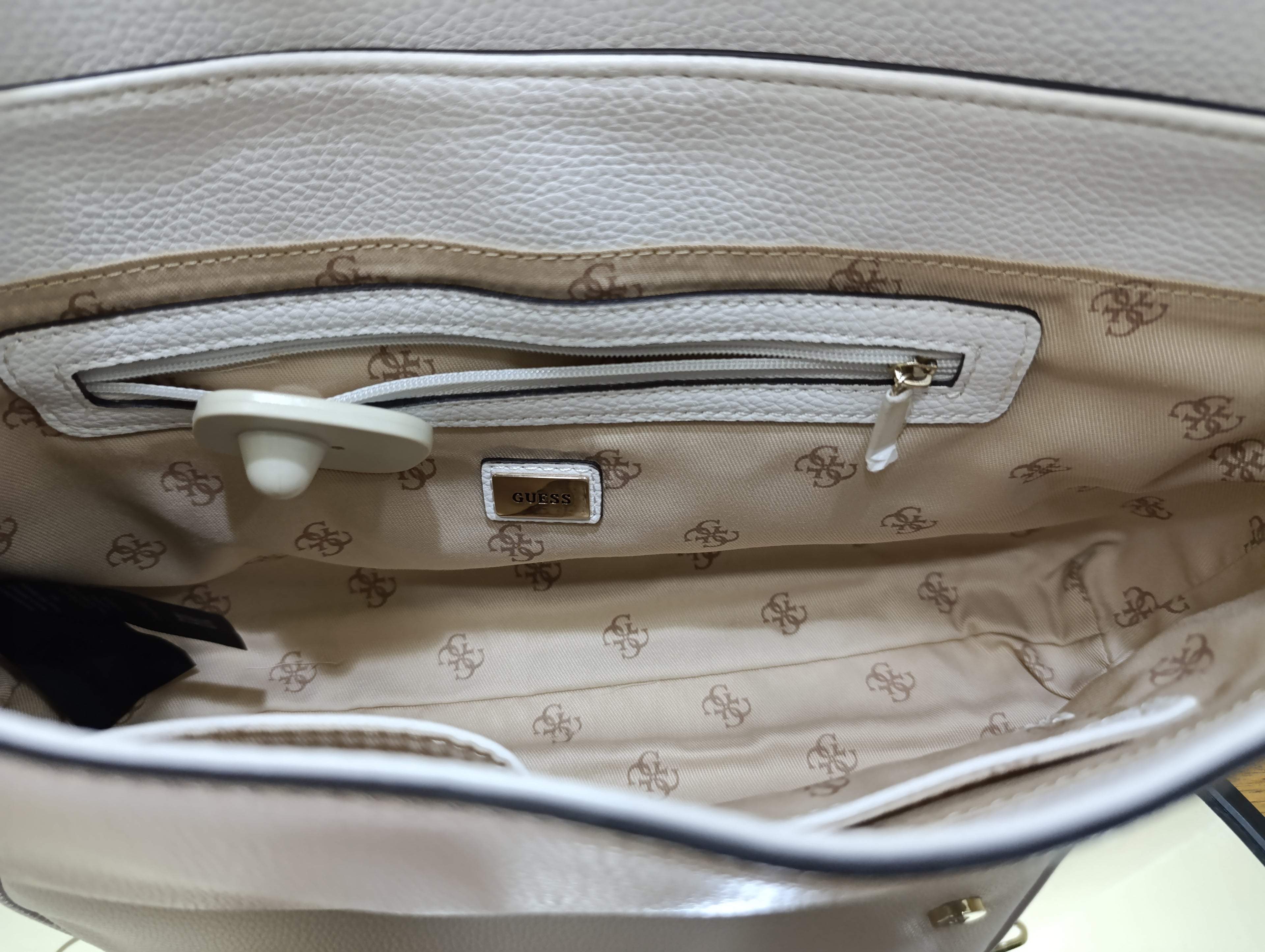 Guess Women's Brightside Small Rectangular Bag in a white and pink colorway with gold-toned hardware - Stone Multi JG758020