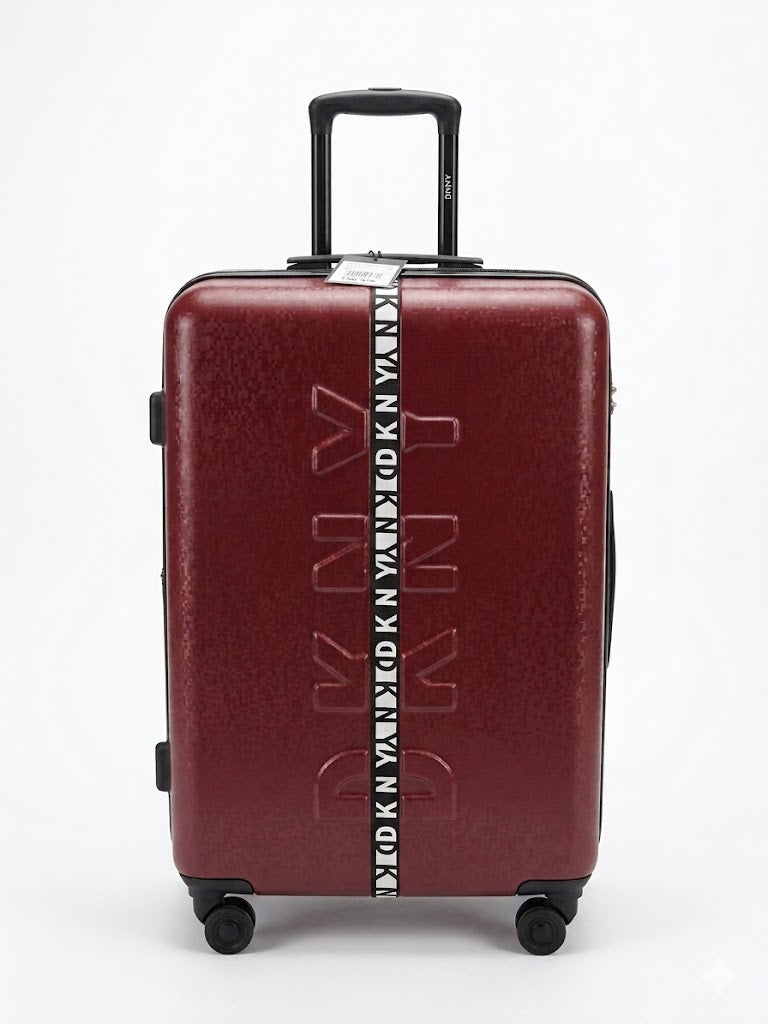 حقيبة سفر DKNY Travel Luggage Front & Center قياس 24 بوصة عمودية، لون أحمر، جديدة