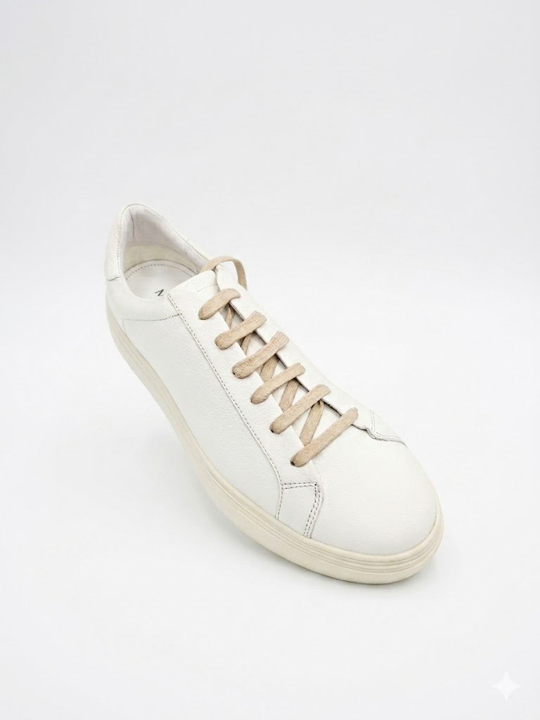 Massimo Dutti Men's Leather Sneakers Off-White