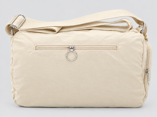 Bagco Cream Crossbody Bag with Front Zipper Pocket & Ring Pull xkbfq4110