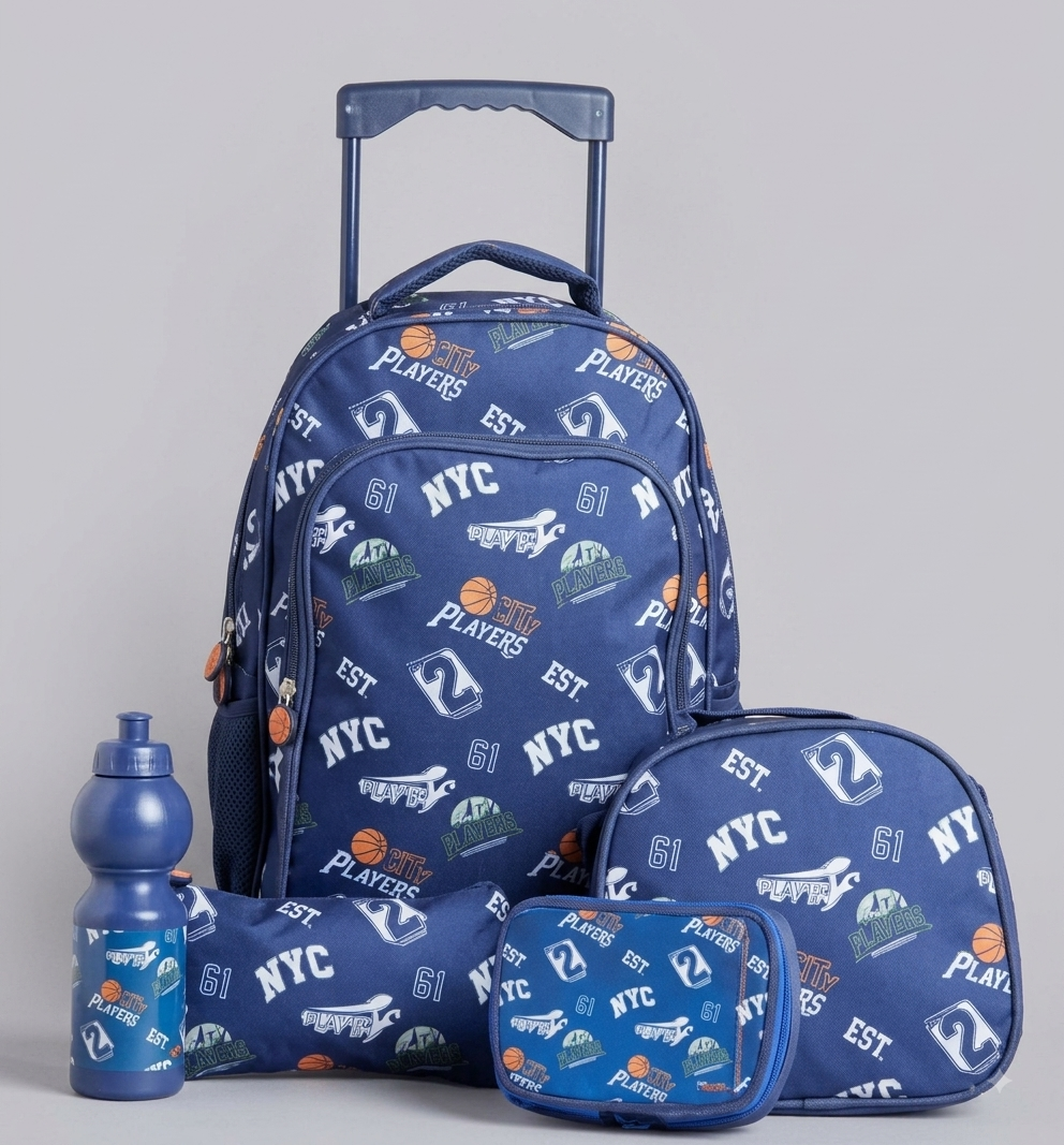 Eazy Kids 18" Trolley School Backpack 5-Piece Set
