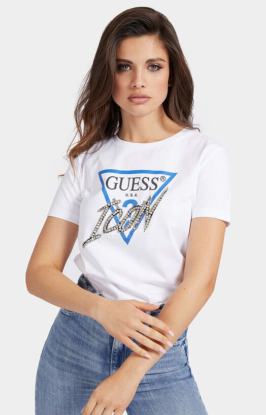 GUESS ICON WOMEN COTTON TEE - white W1RI2513Z00