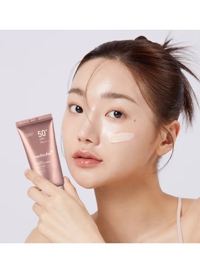 Collagen Firming Sun Cream 50ml, SPF50+ PA++++, Collagen Complex Water Resistant Sunscreen for Men and Women, Whitening, Wrinkle Improvement and UV Protection