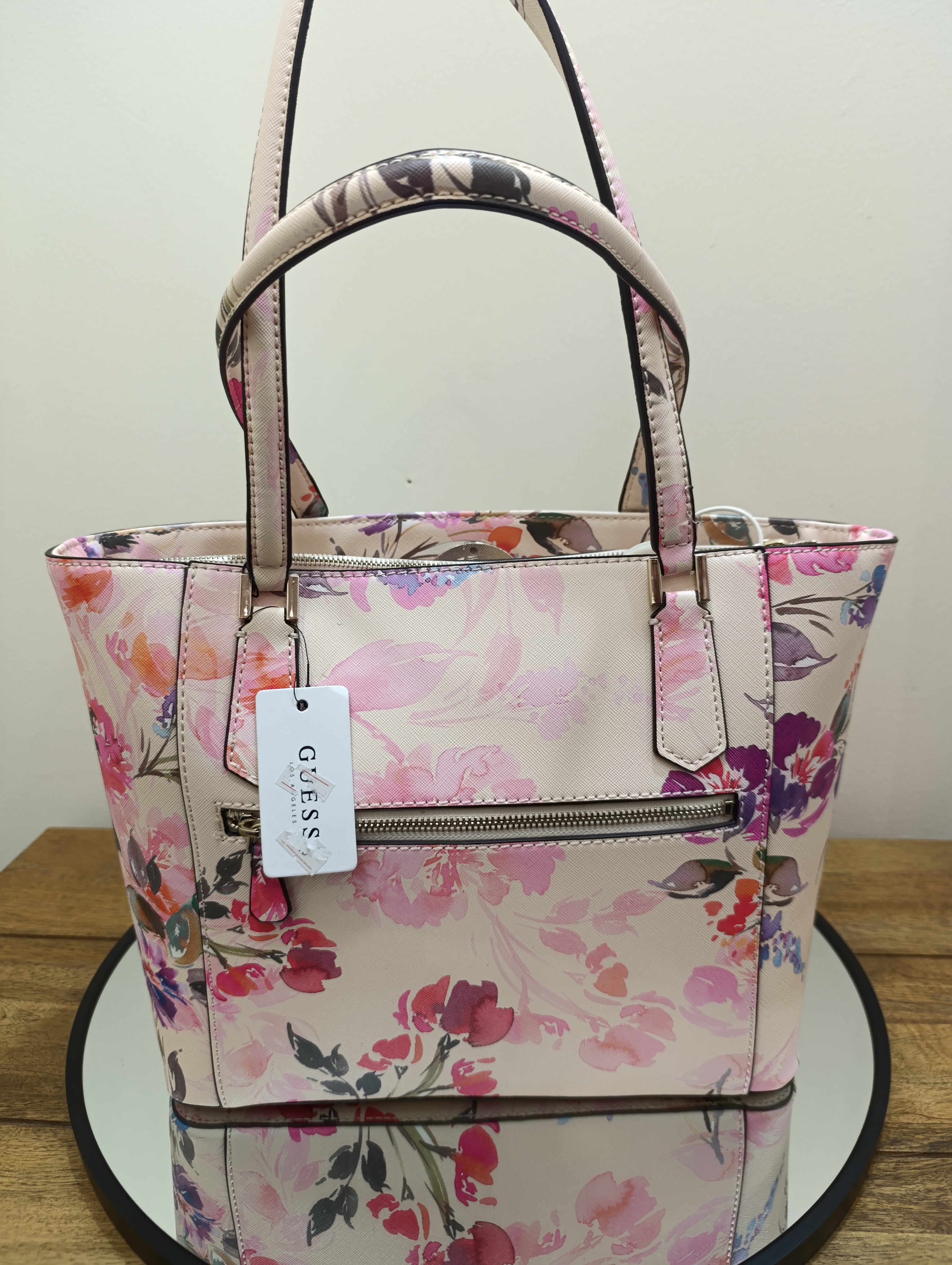 GUESS WOMEN'S HANDBAG-PINK FLORAL EF718624