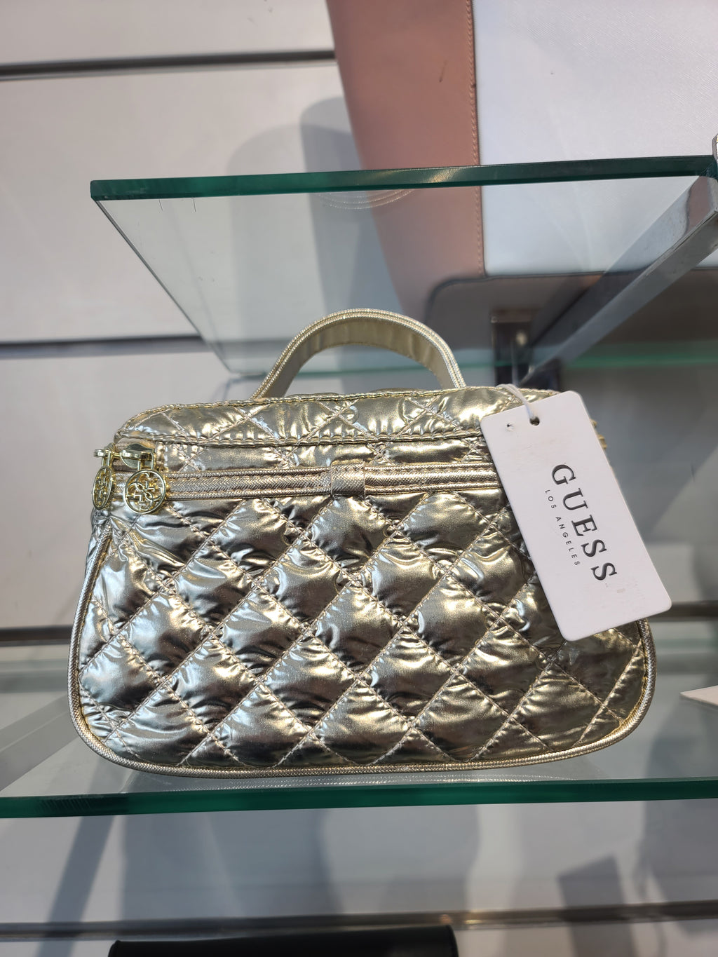 Guess Quilted Gold Beauty Case