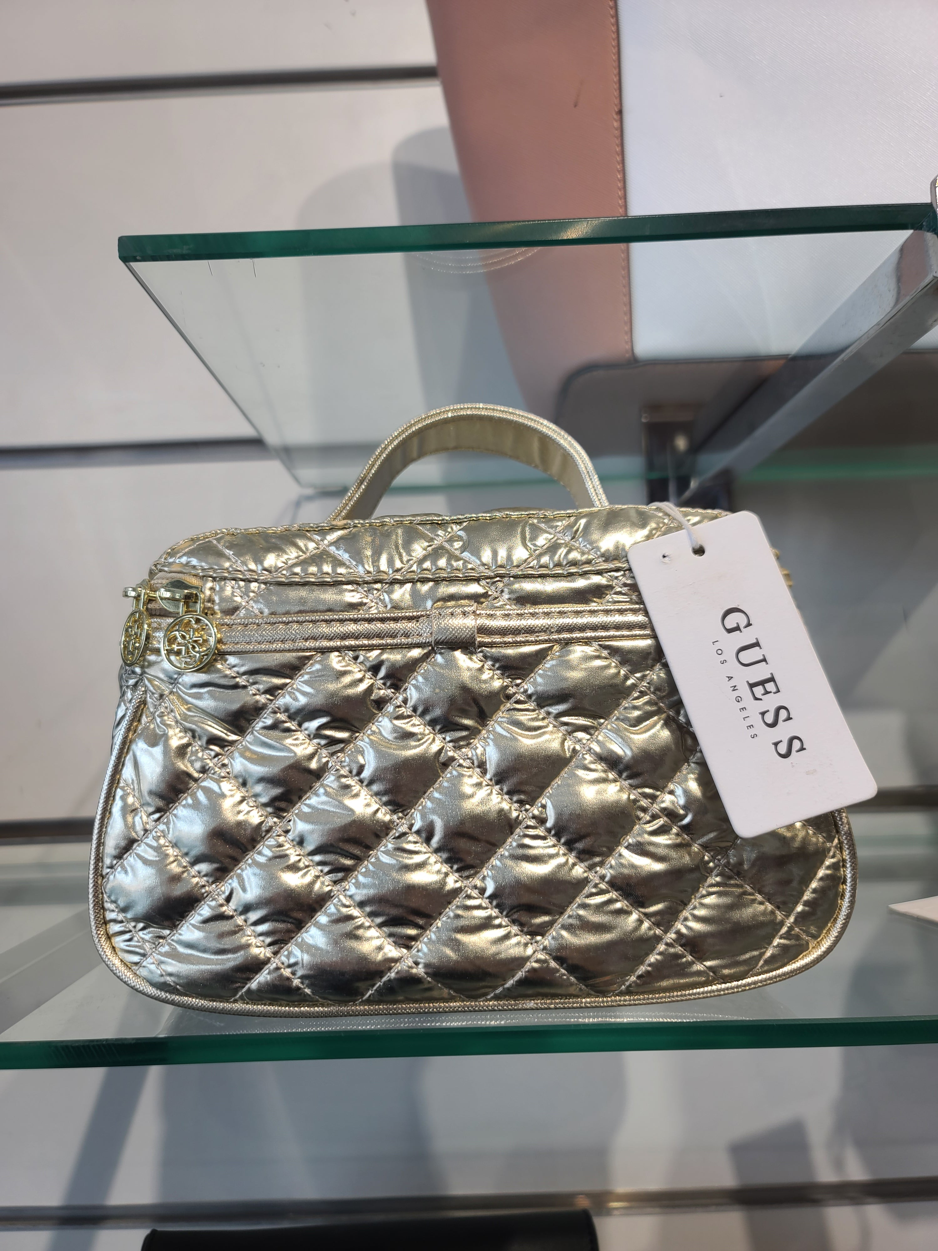 Guess Quilted Gold Beauty Case