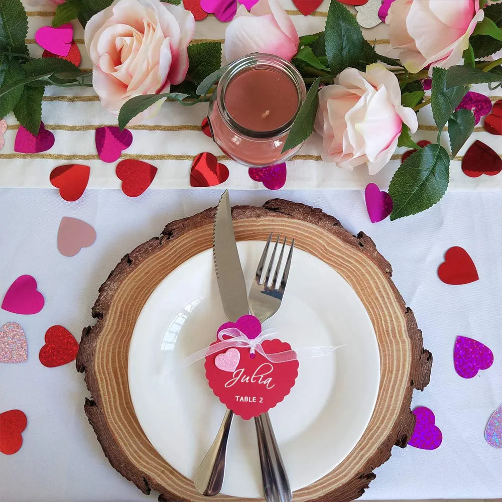 Supla 120 Pcs 15 Colors Valentine's Day Wavy Heart Cut Out Gift Tags with Hole Favor Tags Blank Paper Hang Tags Treats Tags Hang Tags Hang Label Cards Wish Tree Tags and Organza Ribbons Bakers Twine