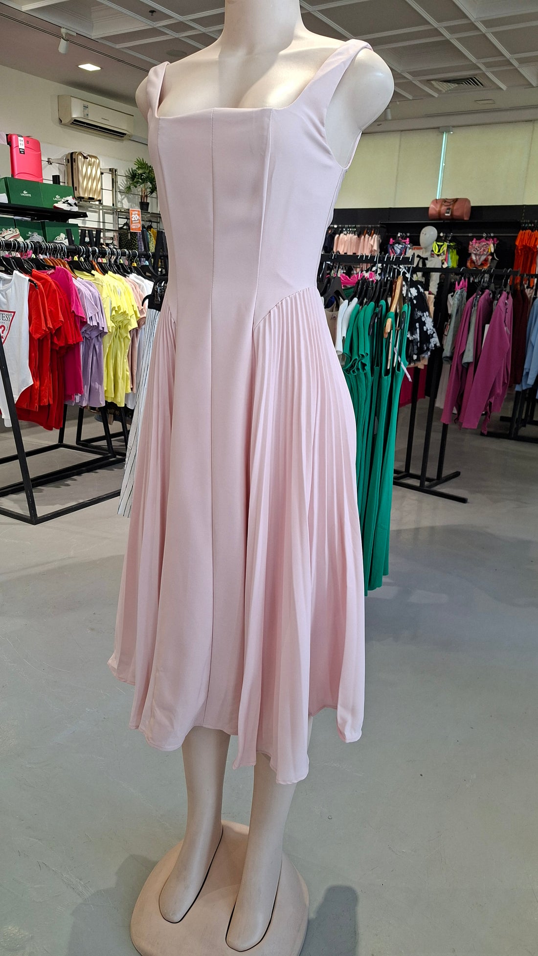 MOTF PREMIUM PLEATED CORSET MIDI DRESS light pink (stained)