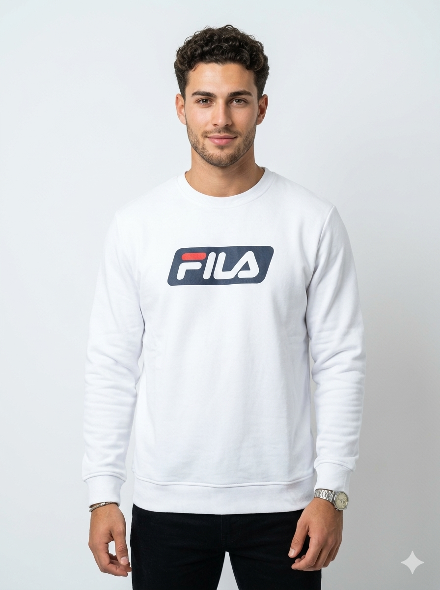 FILA Men's Mack Long Sleeve Crew Sweatshirt 'White' - (SM13B64B-100)