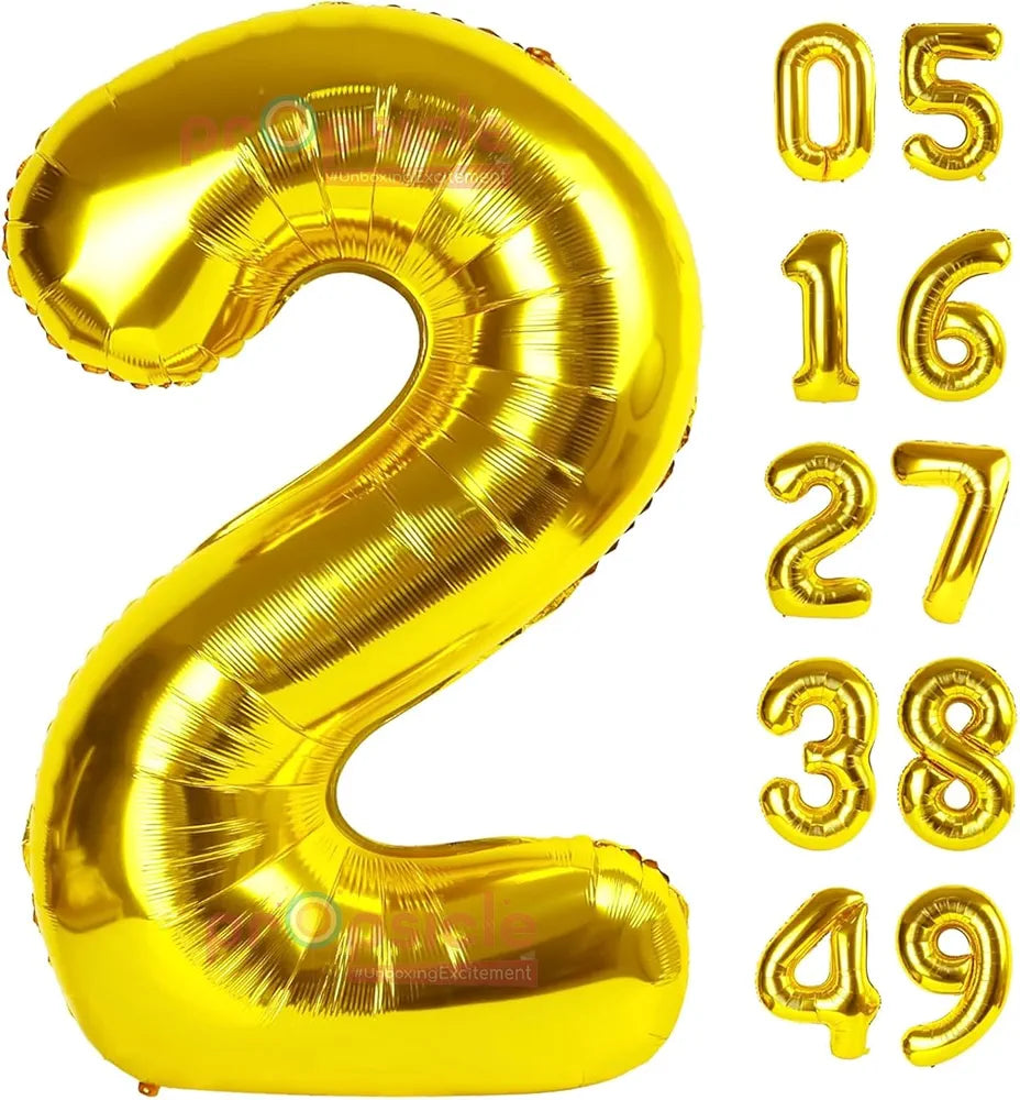 Propsicle 40 inch Birthday Foil 2 Number Helium Balloon Party Decoration Golden Pack of 1 | 2 Year No. Balloons Birthday/Anniversary | Two Number