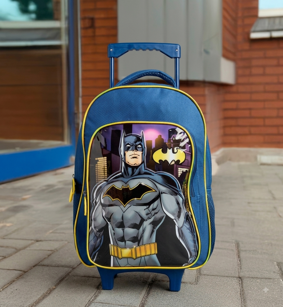 Eazy Kids Batman 5-Pcs School Trolley Bag Set
