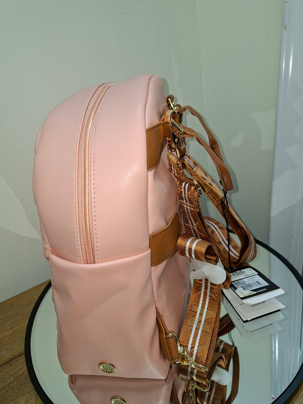 DKNY WOMENS BACKPACK Bias quilted soft backpack peach bloom D0680BS2