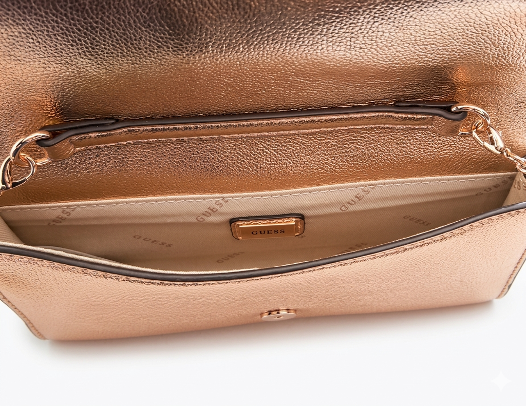 GUESS WOMENS DAZZLE CLUTCH HANDBAG - rose gold BR767571