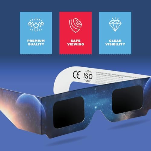 Solar Eclipse Glasses AAS Approved 2024 (10 Pack) CE and ISO Certified Safe Shades for Direct Sun Viewing