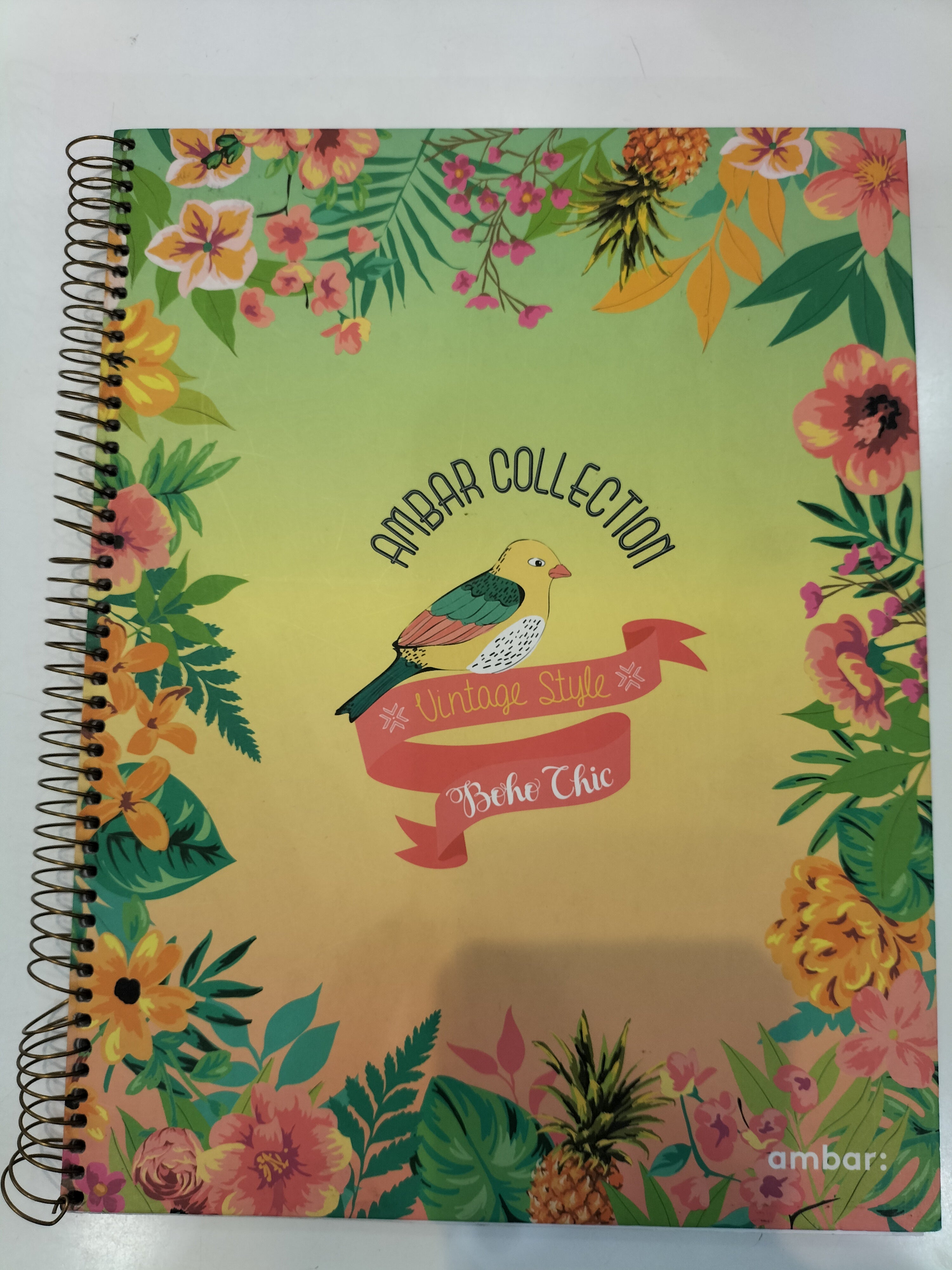 Ambar Collection Vintage Style Boho Chic Green-Orange Notebook