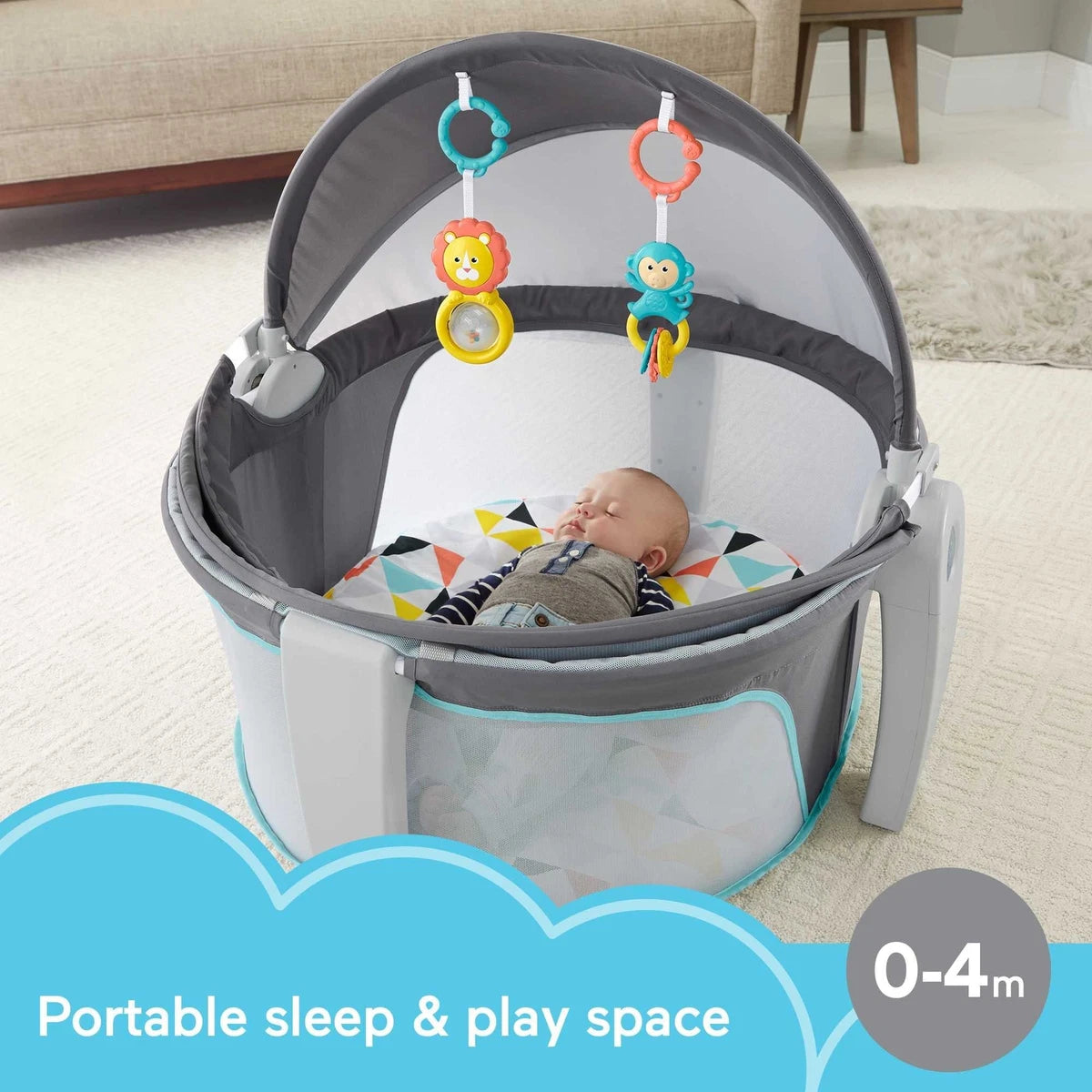 Fisher-Price Portable Bassinet On-The-Go Baby Dome, Travel Play Space with