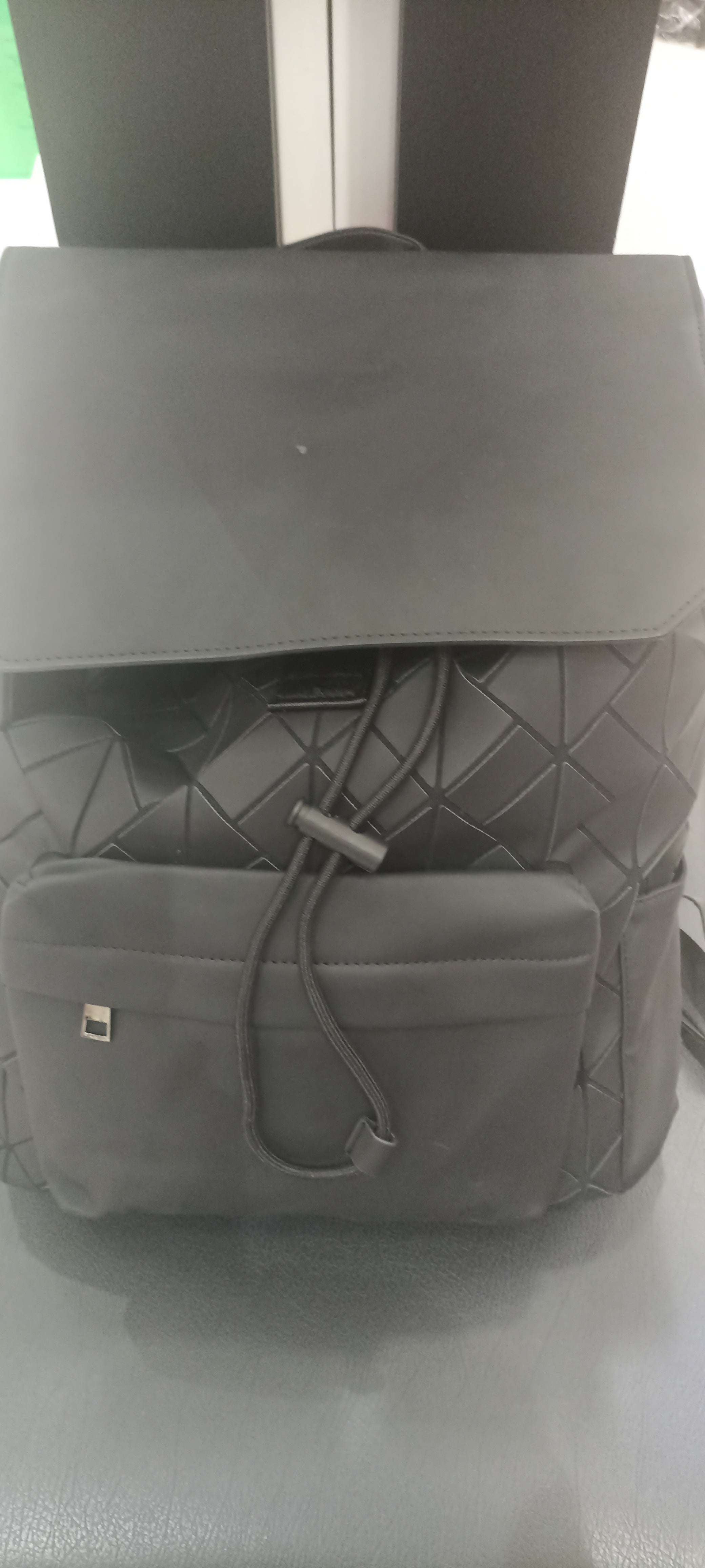 Black Geometric Backpack