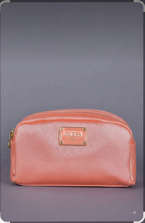 Guess Metallic Pink Cosmetic Bag