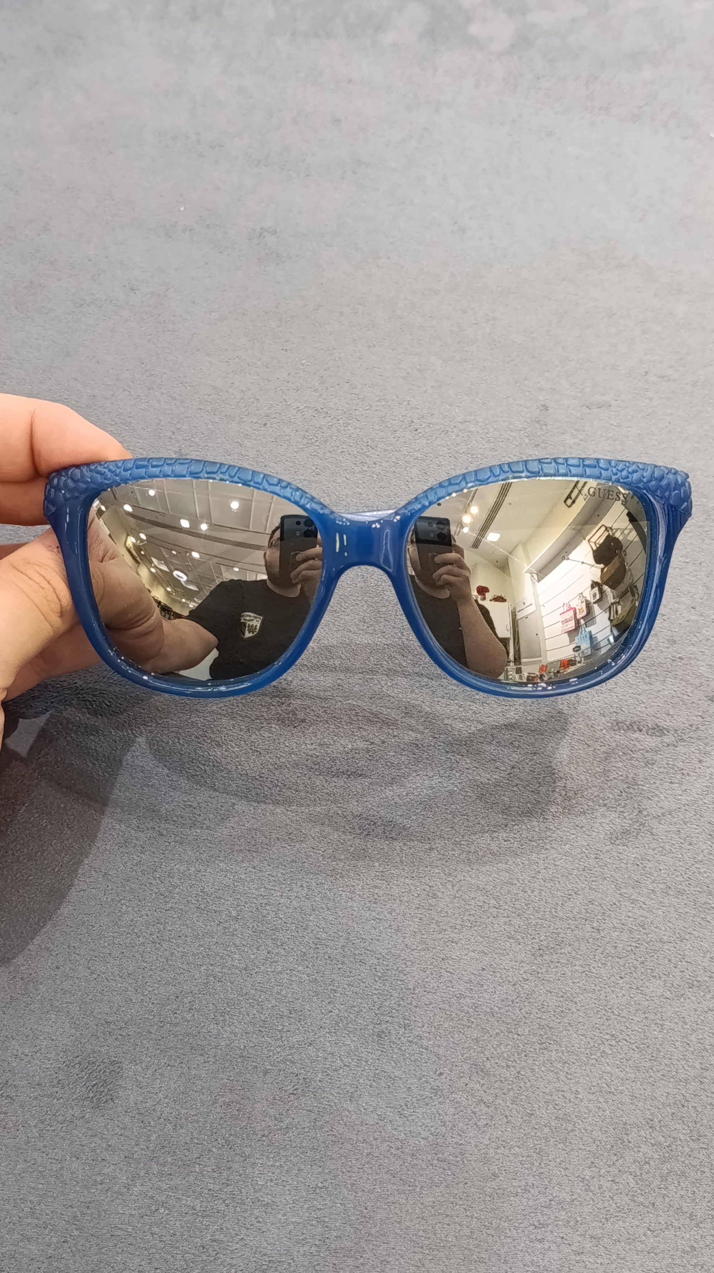 GUESS Blue Crocodile-Textured Sunglasses