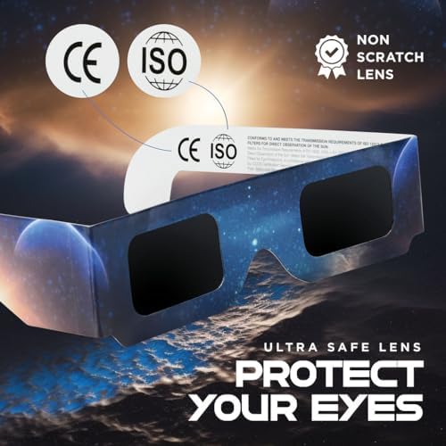 Solar Eclipse Glasses AAS Approved 2024 (10 Pack) CE and ISO Certified Safe Shades for Direct Sun Viewing
