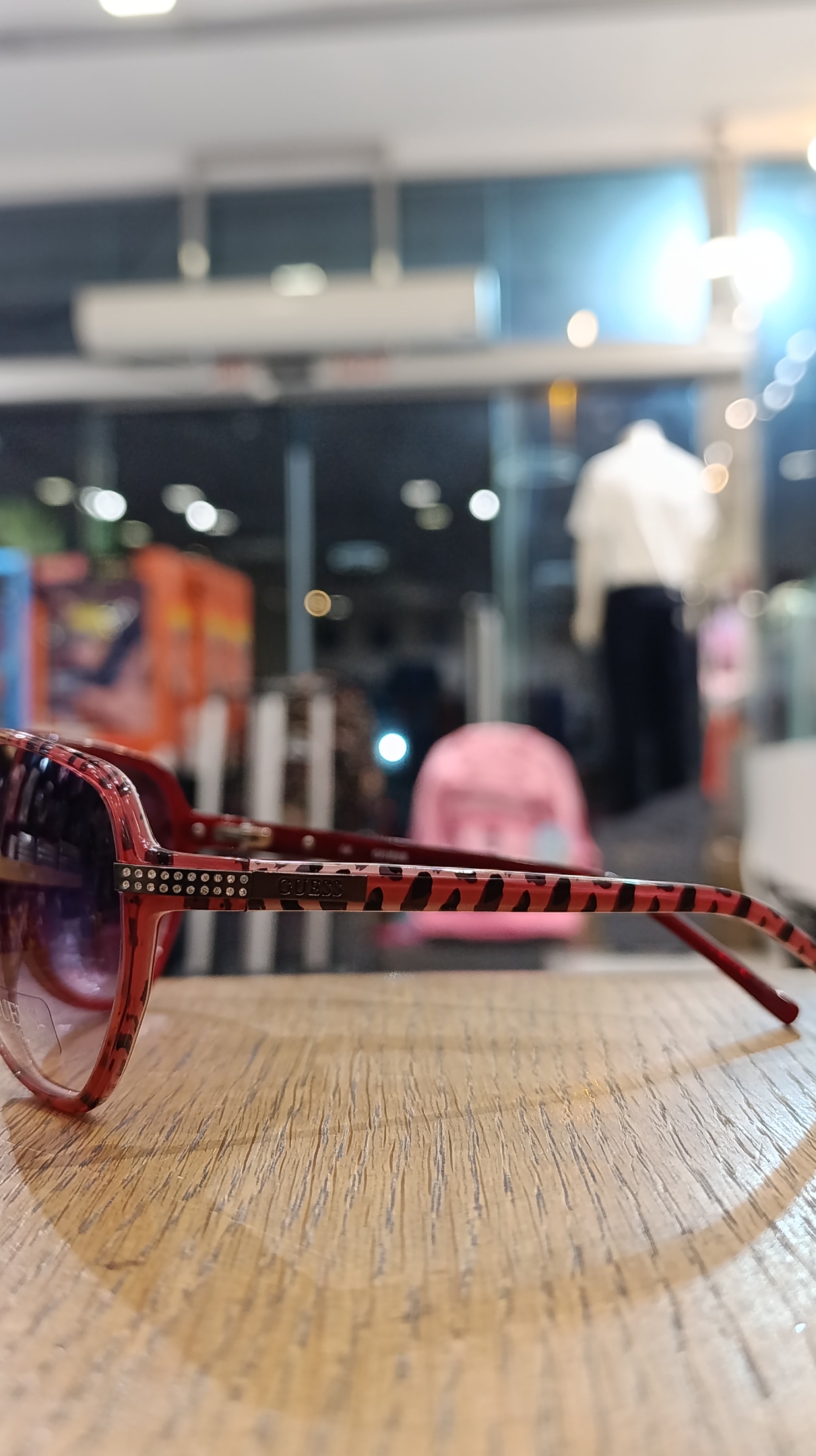 GUESS Women's Red Cheetah Print Aviator Sunglasses