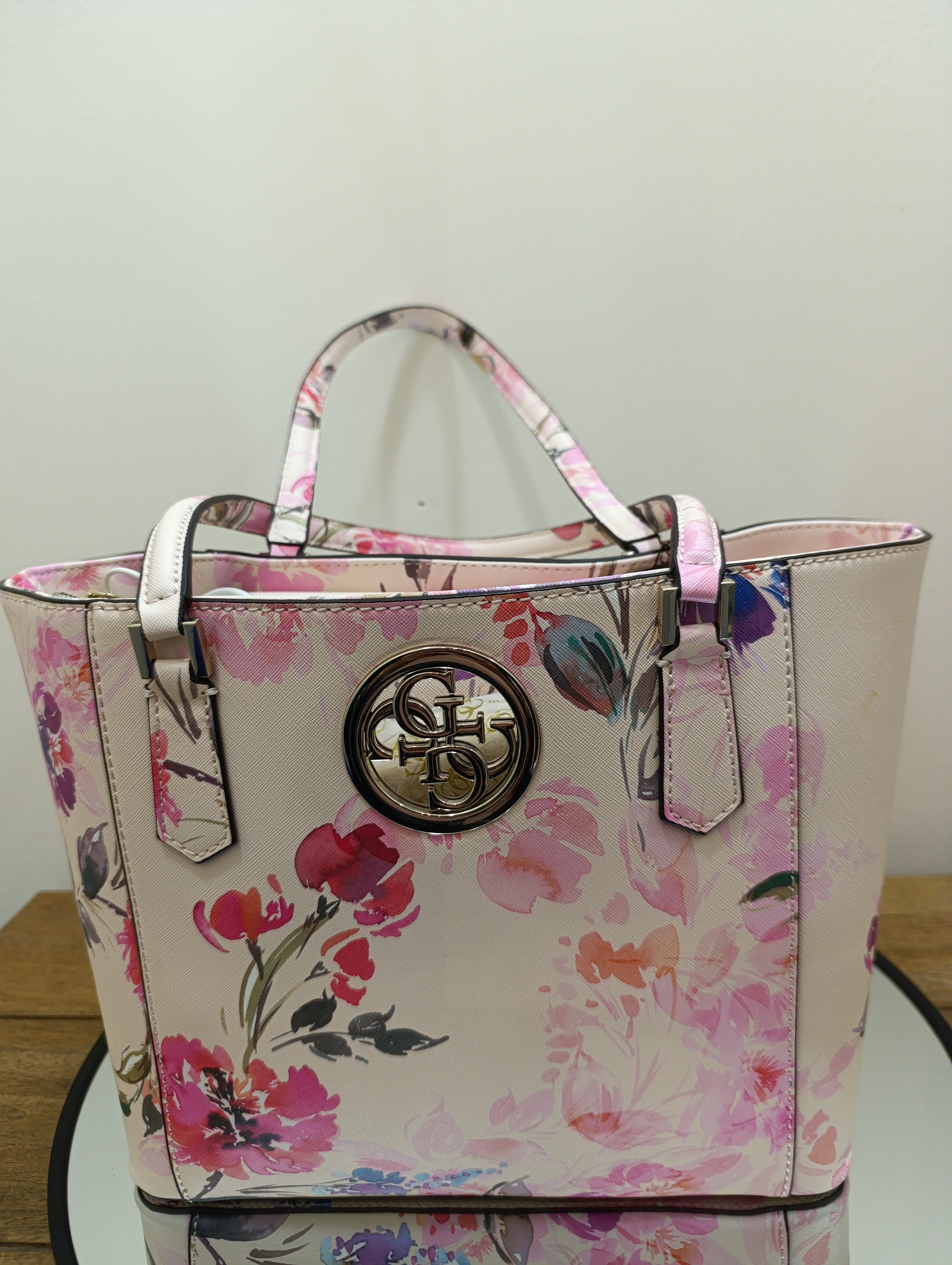 GUESS WOMEN'S HANDBAG-PINK FLORAL EF718624