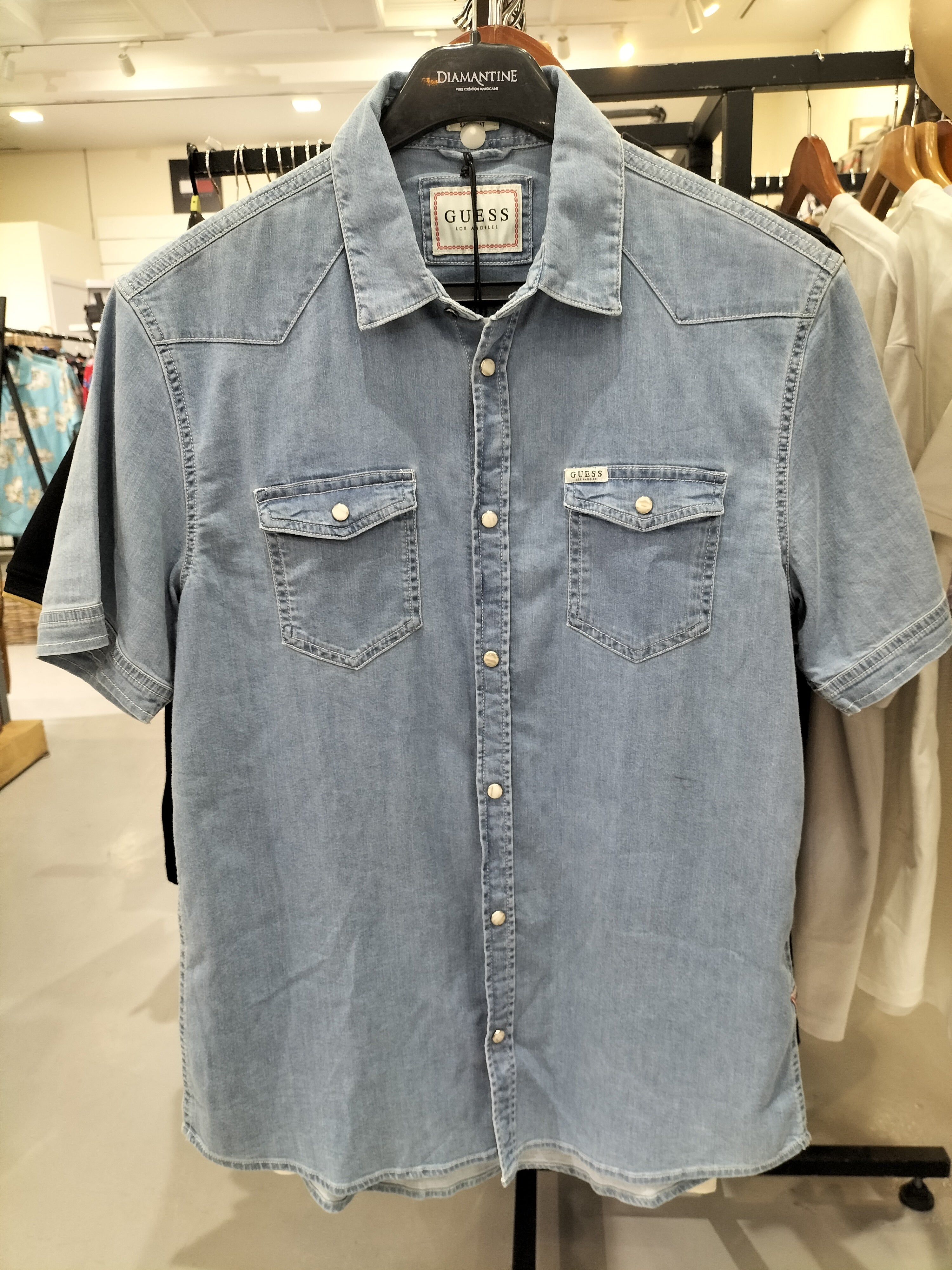 GUESS Vintage Denim Button Down Shirt - M02H27D3YN2 BBYL