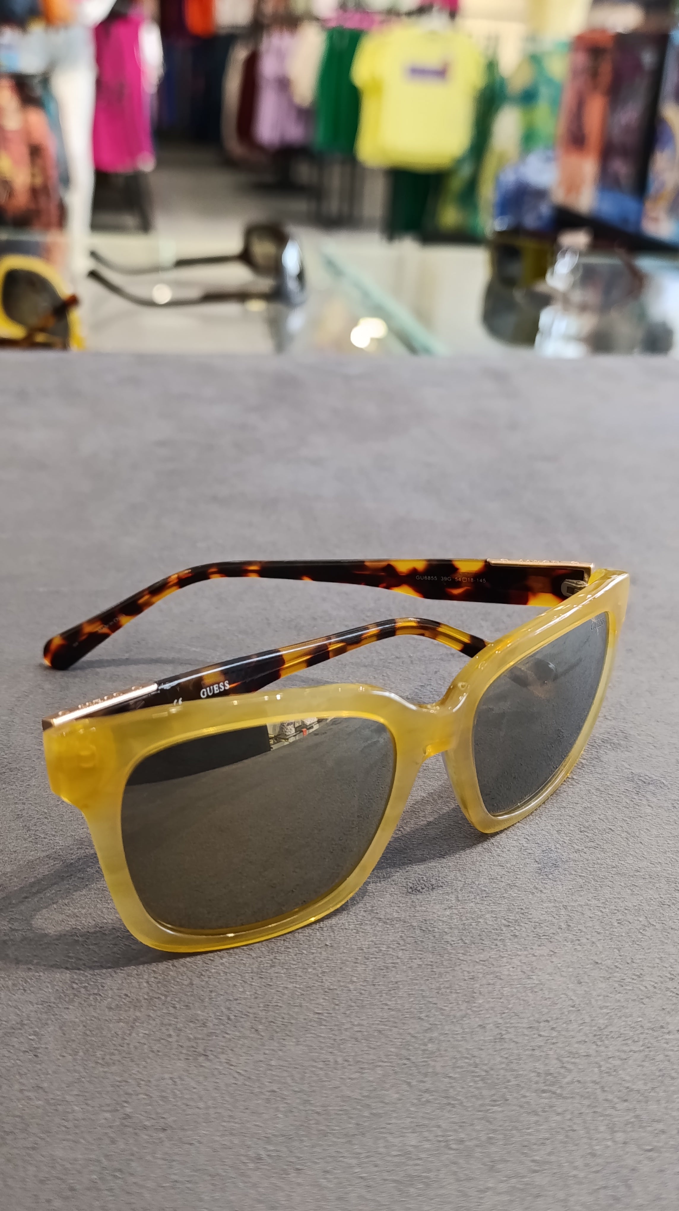 Guess Yellow Frame Sunglasses with Tortoise Arms