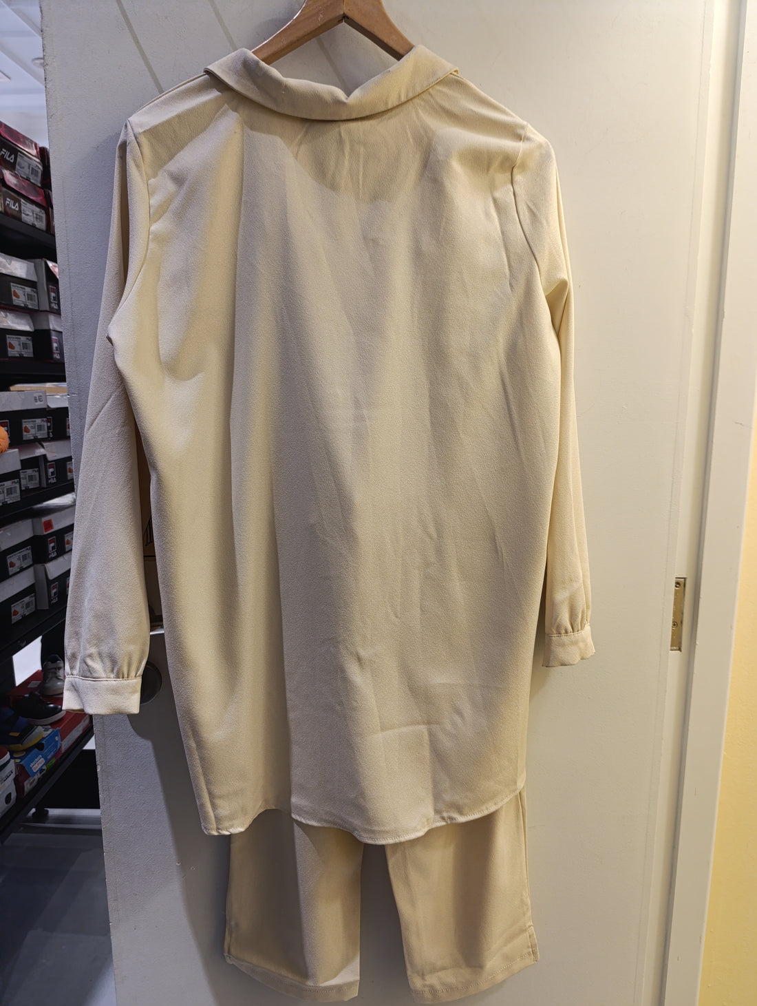 WOMEN SET Yellow Diving Shirt and Pants Set with Pocket Details