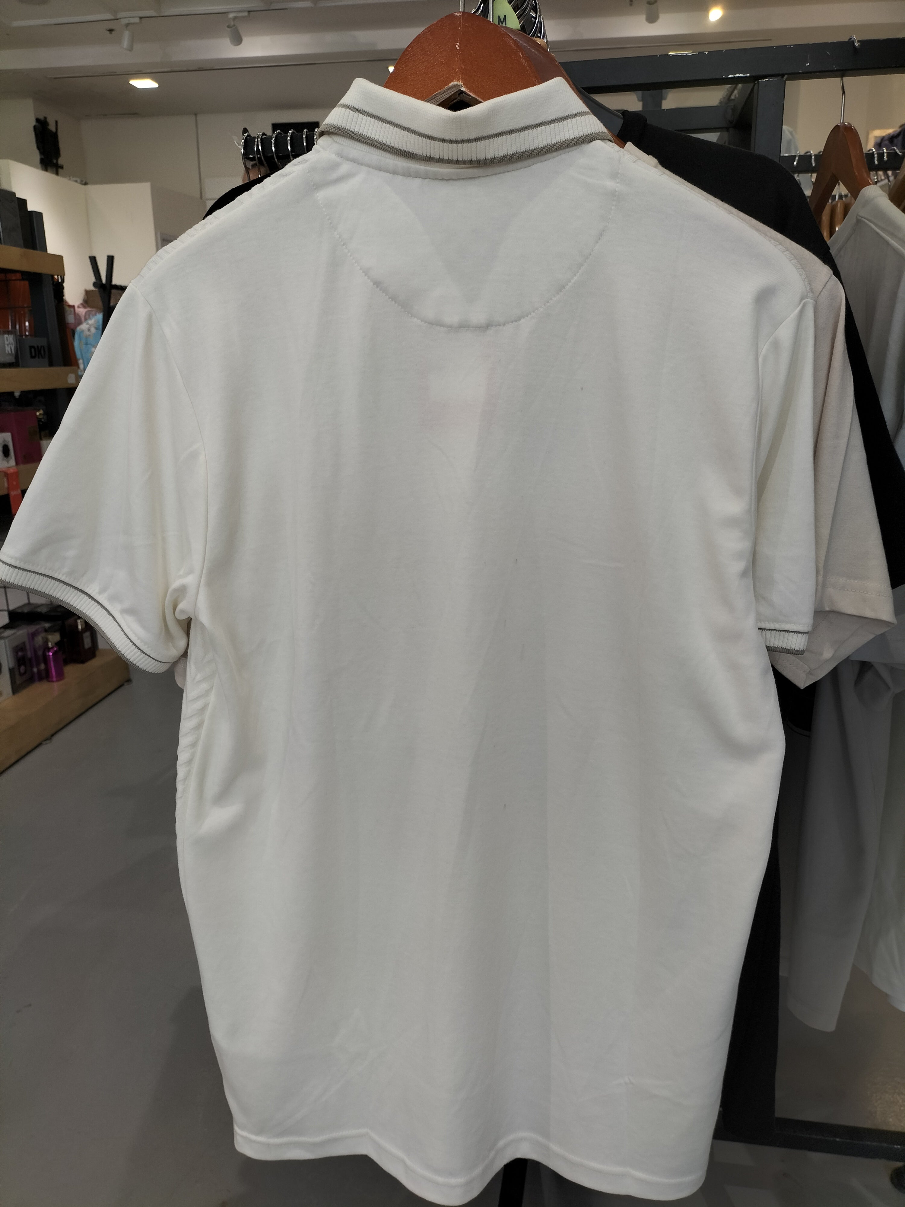 Cactus Man Ricky Singh White Polo T-Shirt with Line Textures