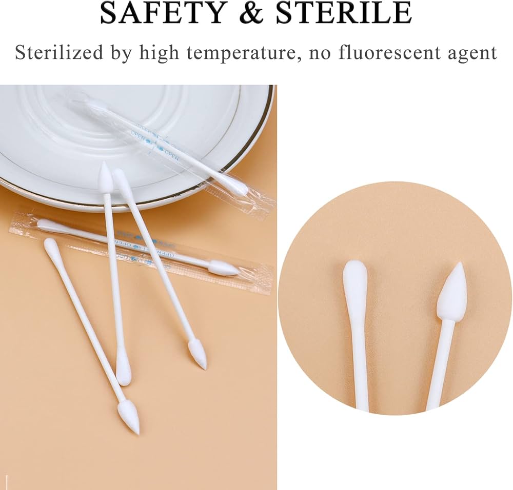 Sppry Portable Cotton Swabs Round-Pointed End - Individually Wrapped 100Pcs