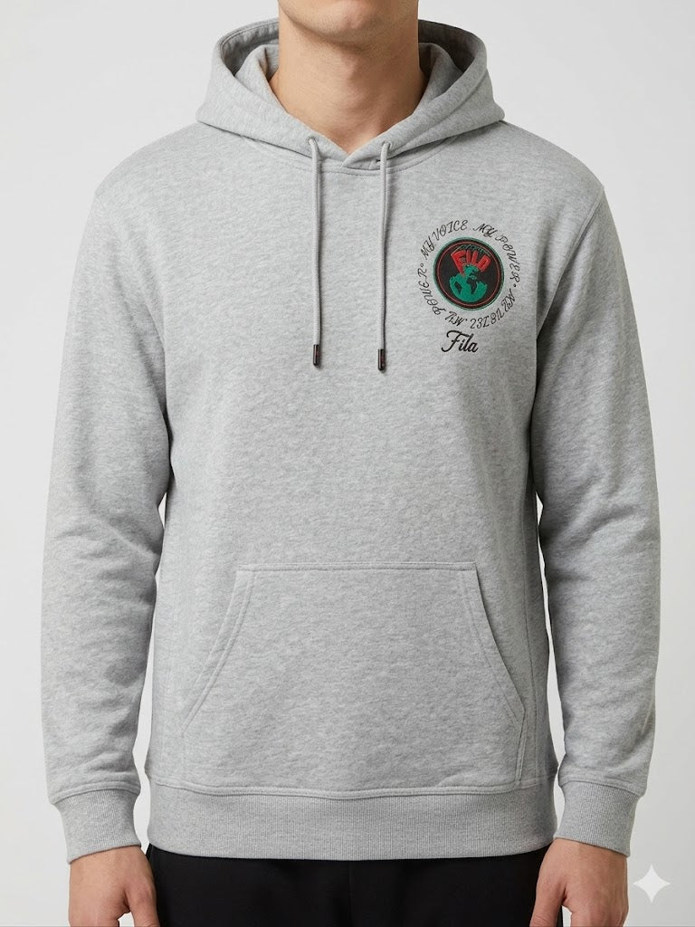 FILA Men's Heritage "My Voice My Power" Graphic Hoodie 'Heather Grey' - (LM111137-073)