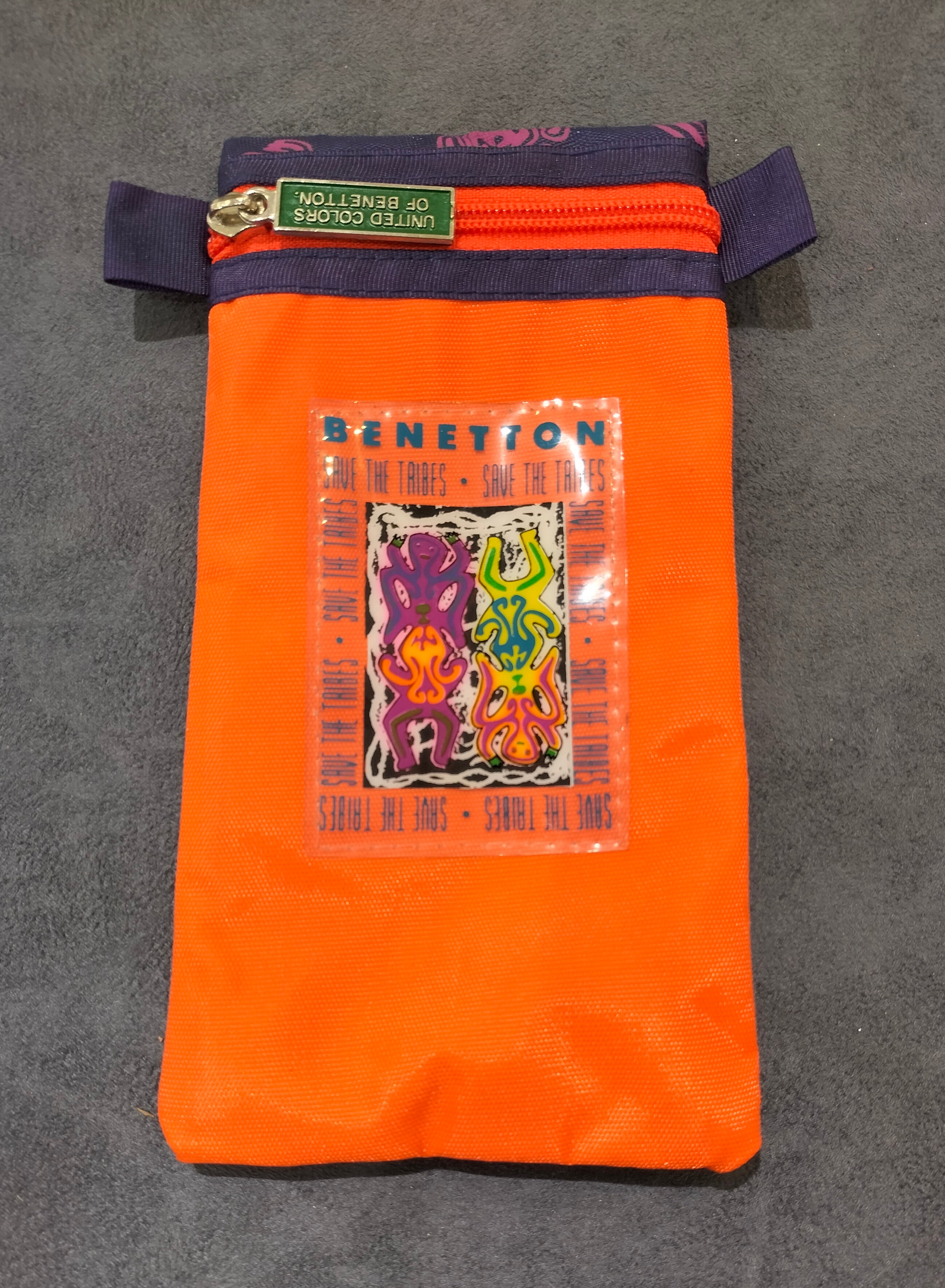 United Colors of Benetton "Save the Tribes" Zippered Utility Pouch (Orange and Purple)