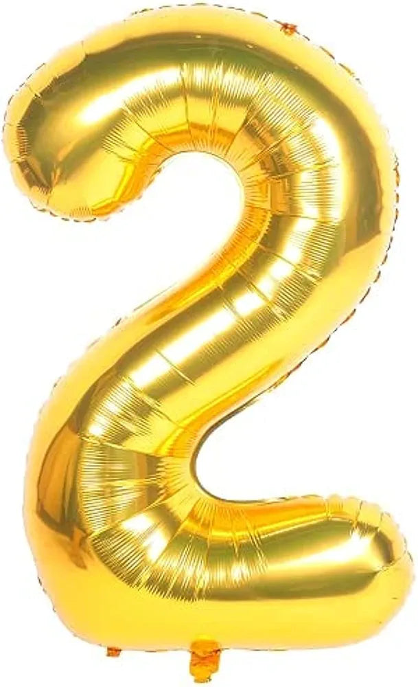 Propsicle 40 inch Birthday Foil 2 Number Helium Balloon Party Decoration Golden Pack of 1 | 2 Year No. Balloons Birthday/Anniversary | Two Number