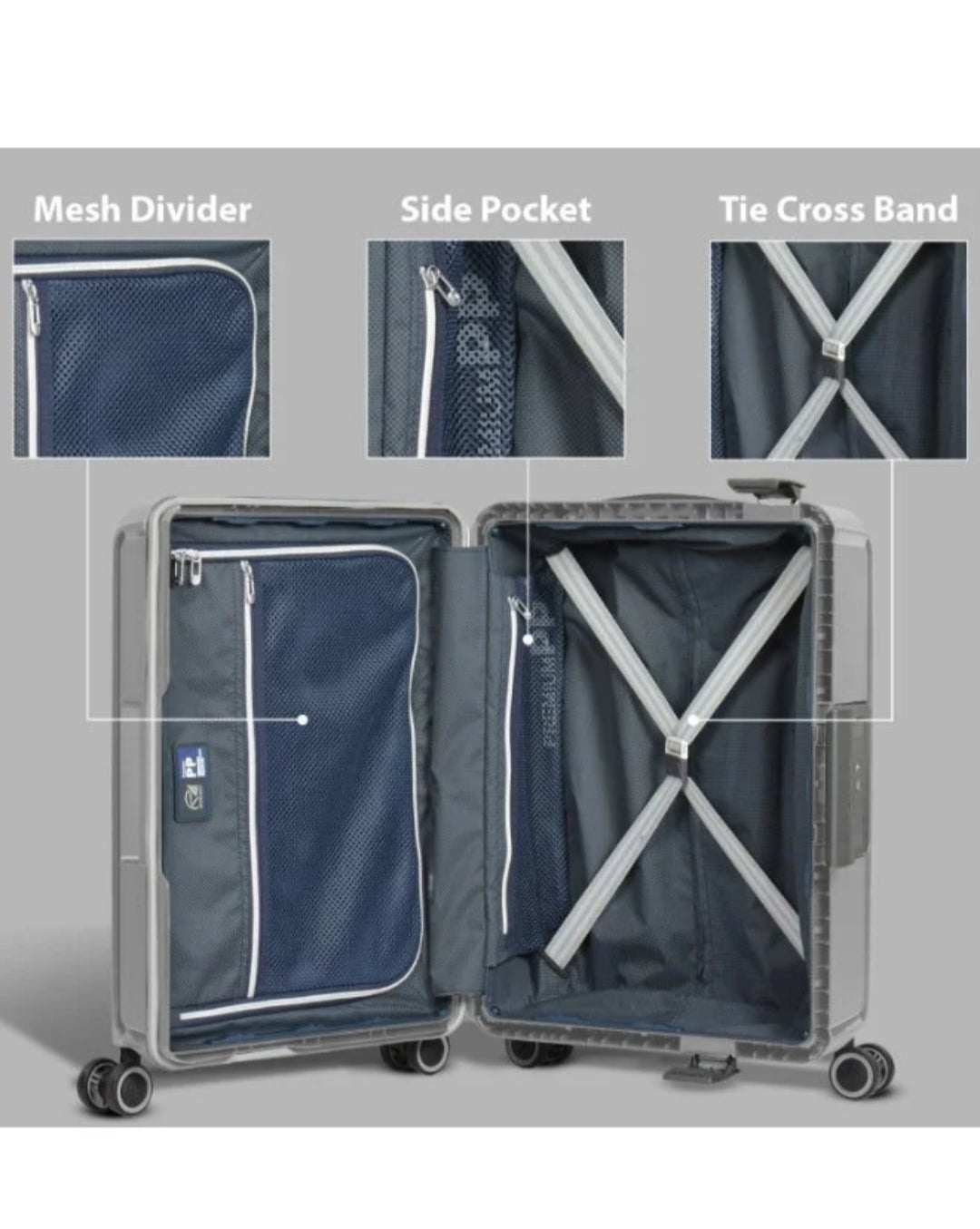 Eminent Grey Premium Lightweight Strong & Durable Impact Free Trolley Luggage B0006