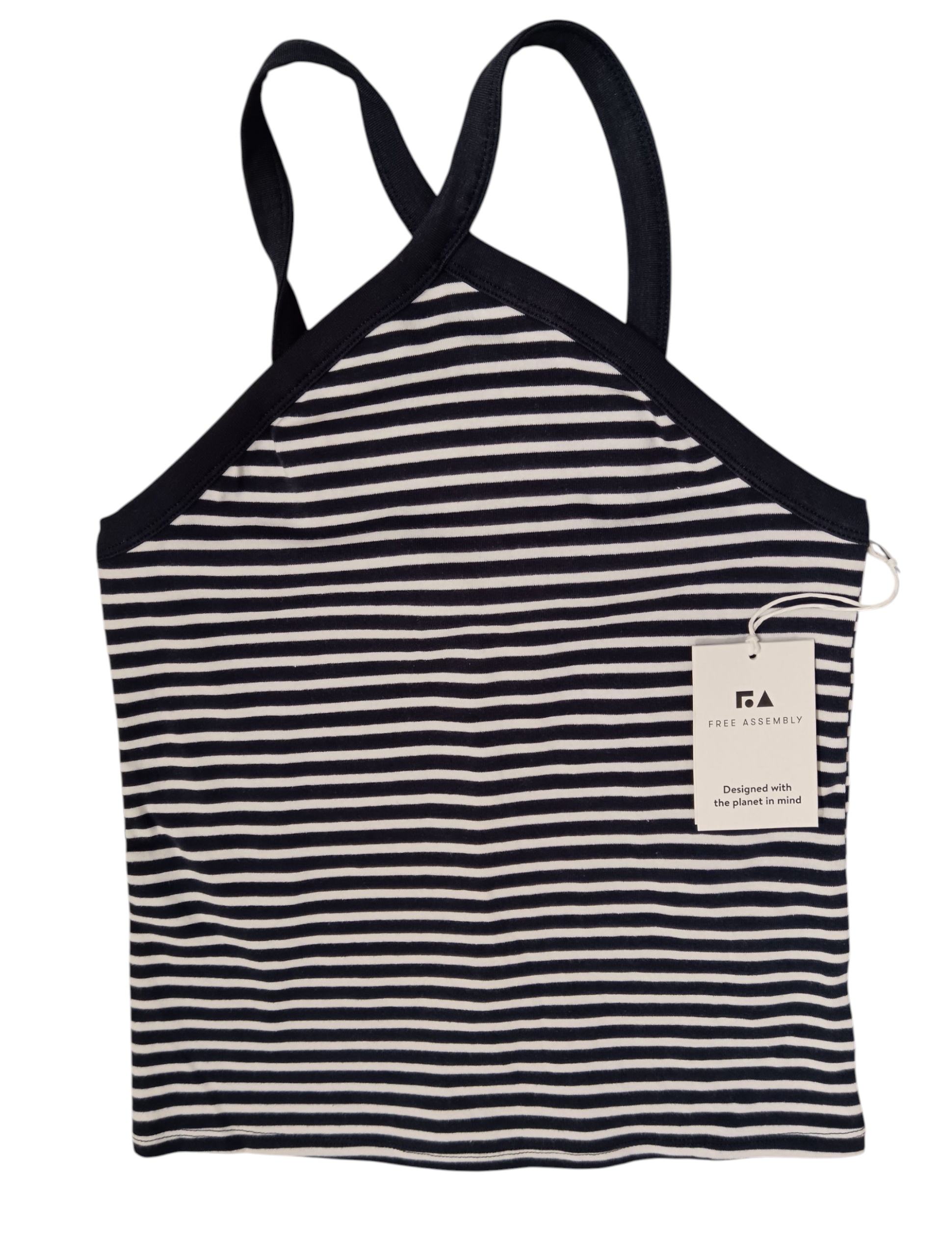 FREE ASSEMBLY Undershirt Color: White with navy