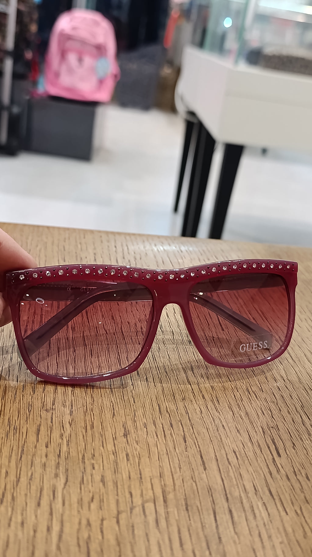GUESS Burgundy & Mint Frame Rhinestone Sunglasses