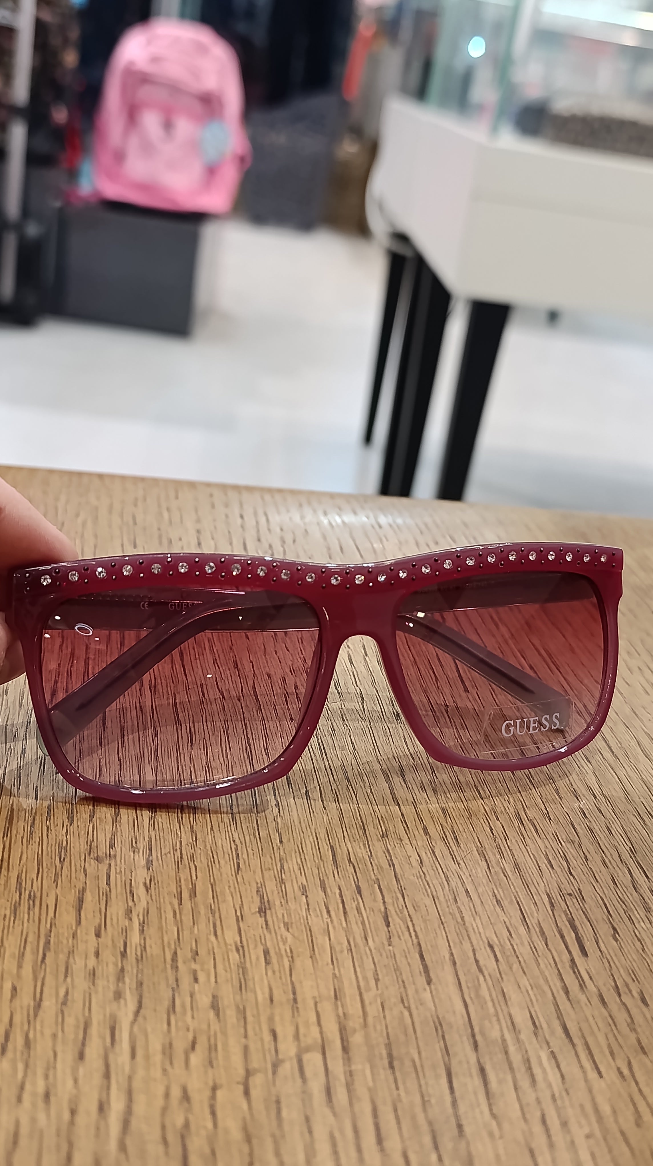 GUESS Burgundy & Mint Frame Rhinestone Sunglasses