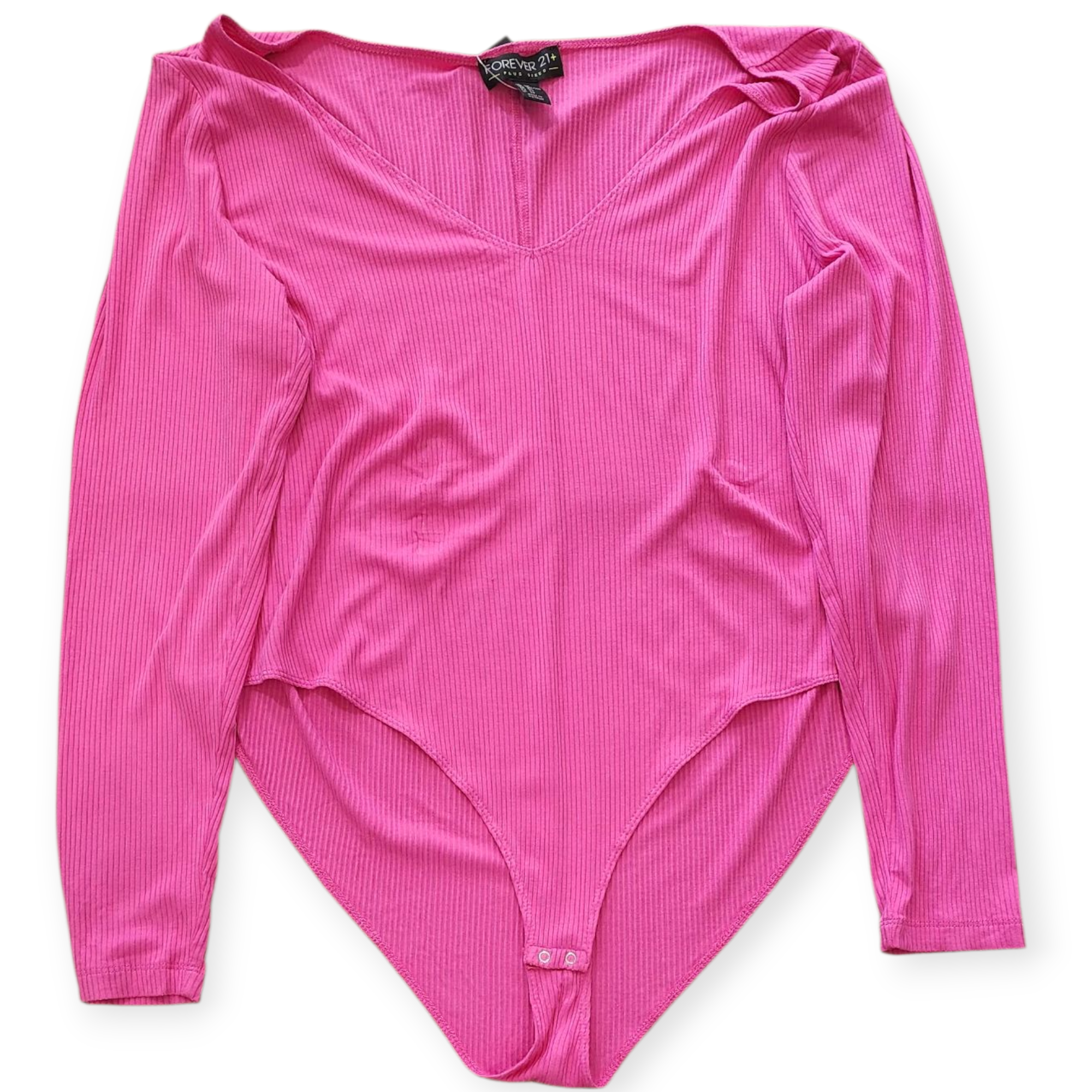 FOREVER 21+ PLUS SIZE WOMEN'S PINK FULL SLEEVE BODYSUIT