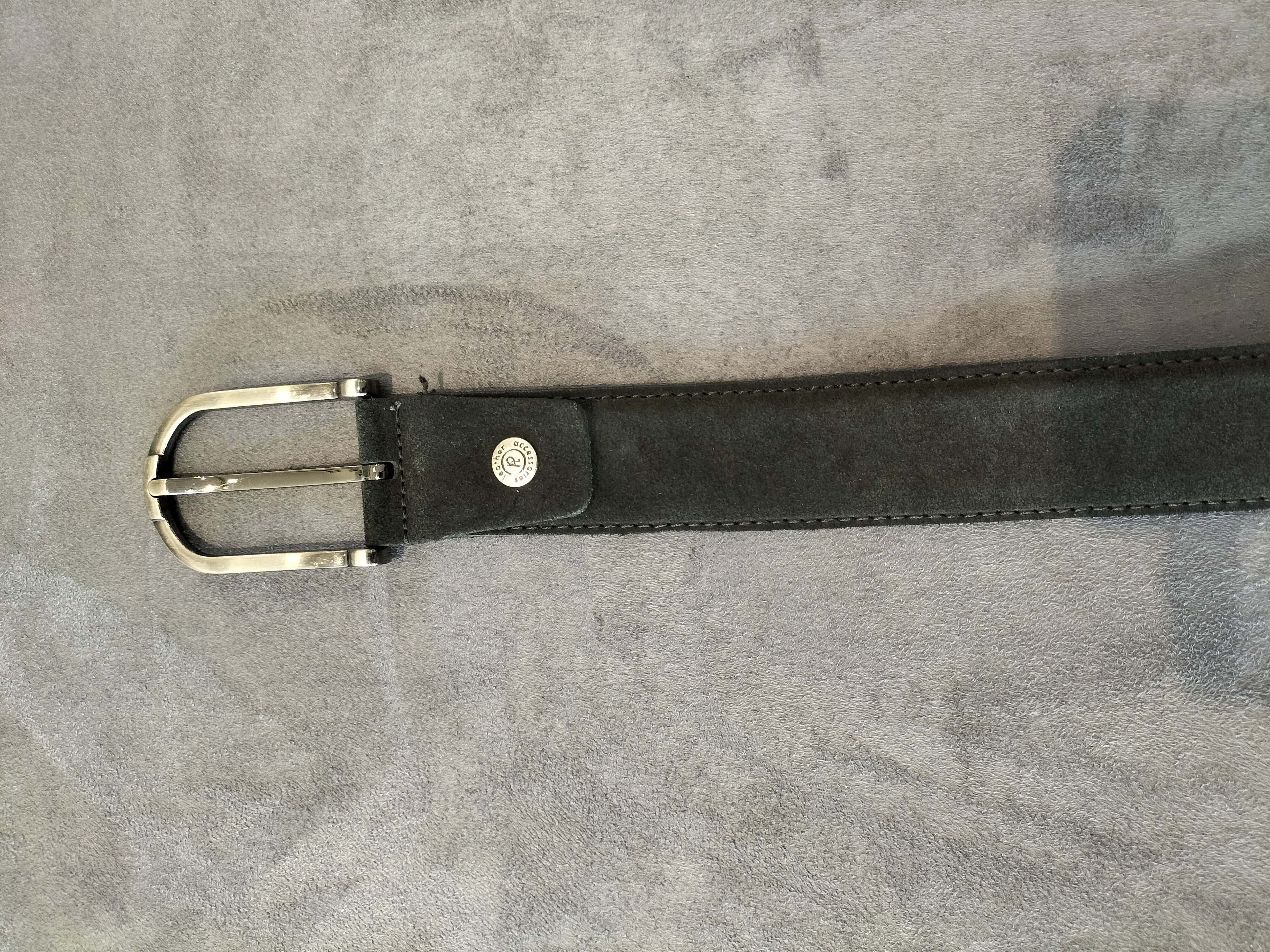 Piccoder Black Leather and Velvet Belt 125/50