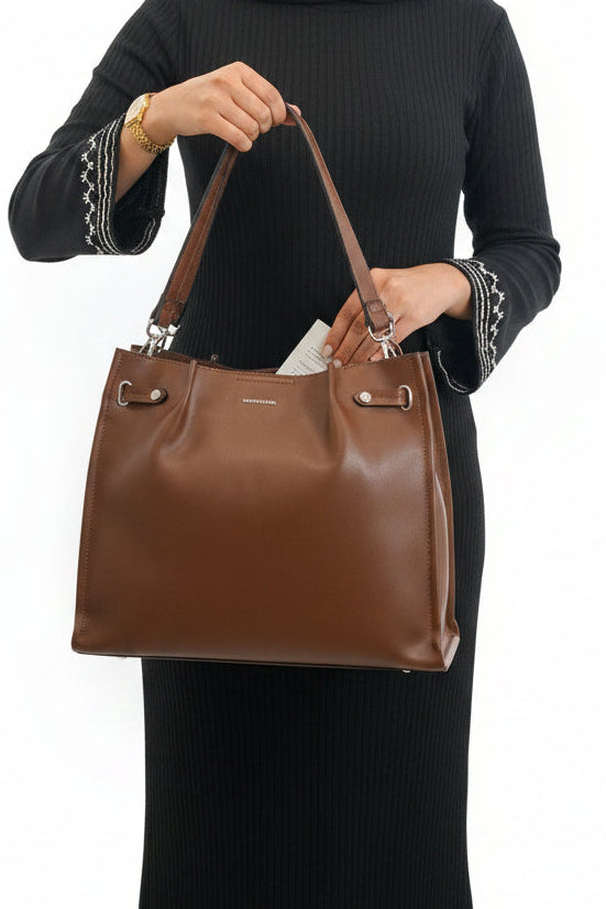 GATTINONI ROMA WOMENS HANDBAG Waves Hobo PU Brown BINWV8082WVP500