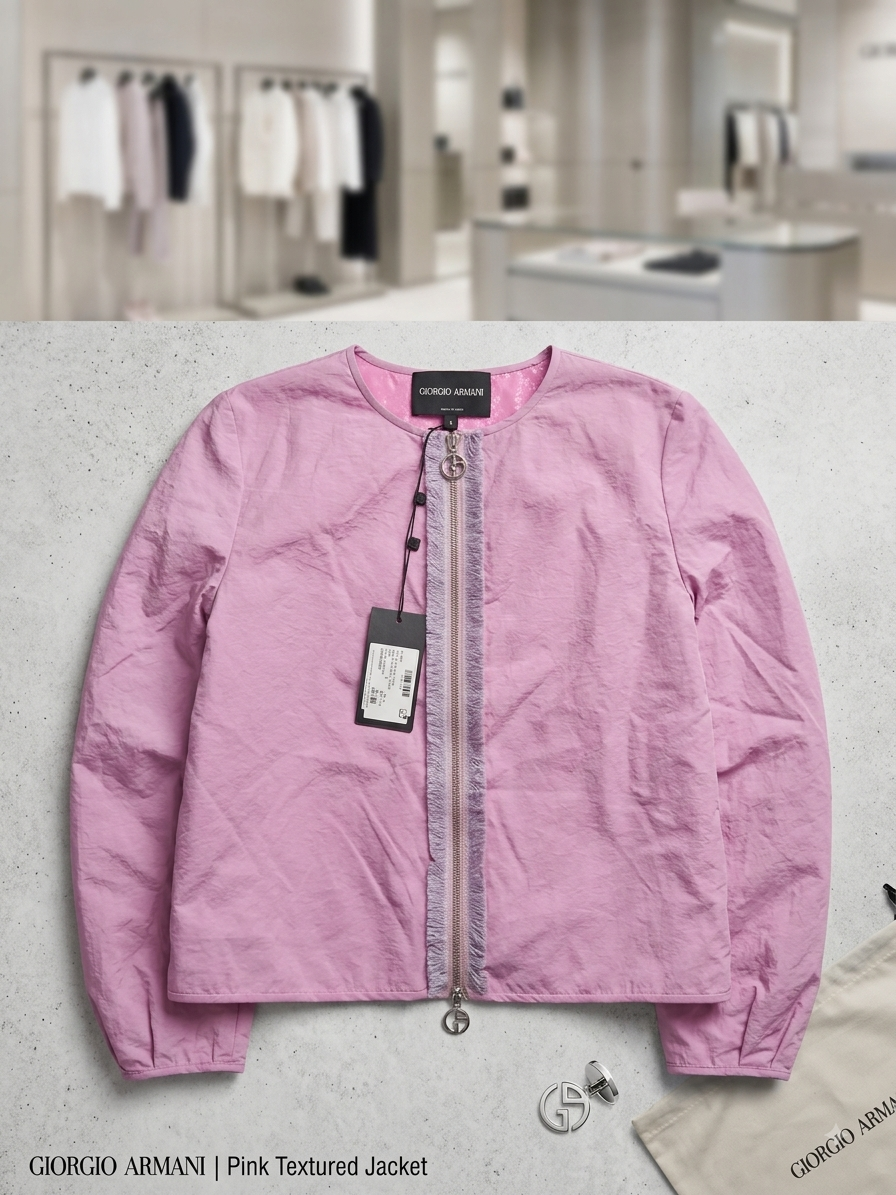 Giorgio Armani Pink Fringed Zip Jacket