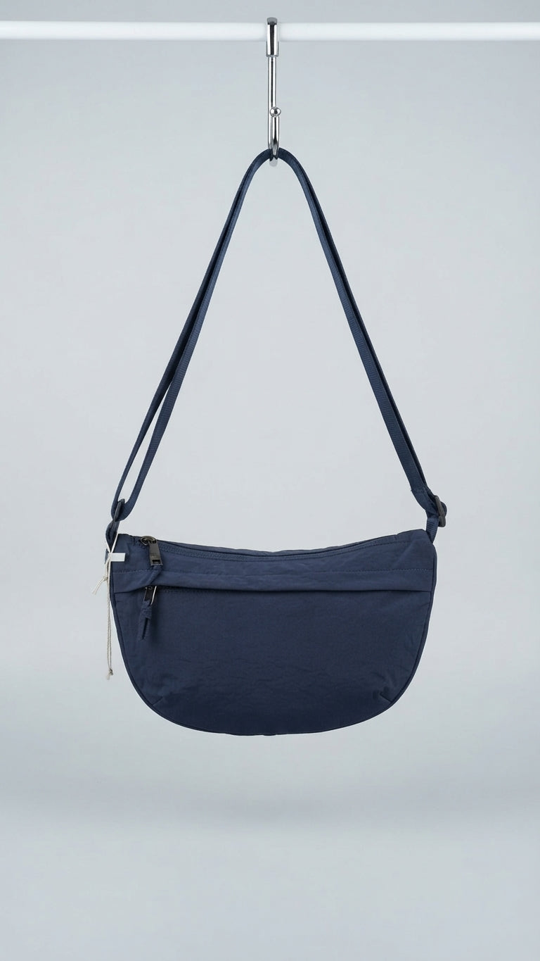 Bagco soft Bag Classic Nylon Crescent Crossbody Bag in navy blue