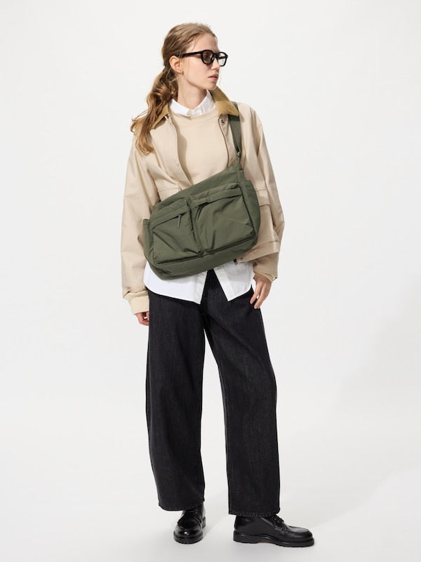 Soft bag Multi Pocket Shoulder Bag  green olive color XKBFQ4824 Unisex