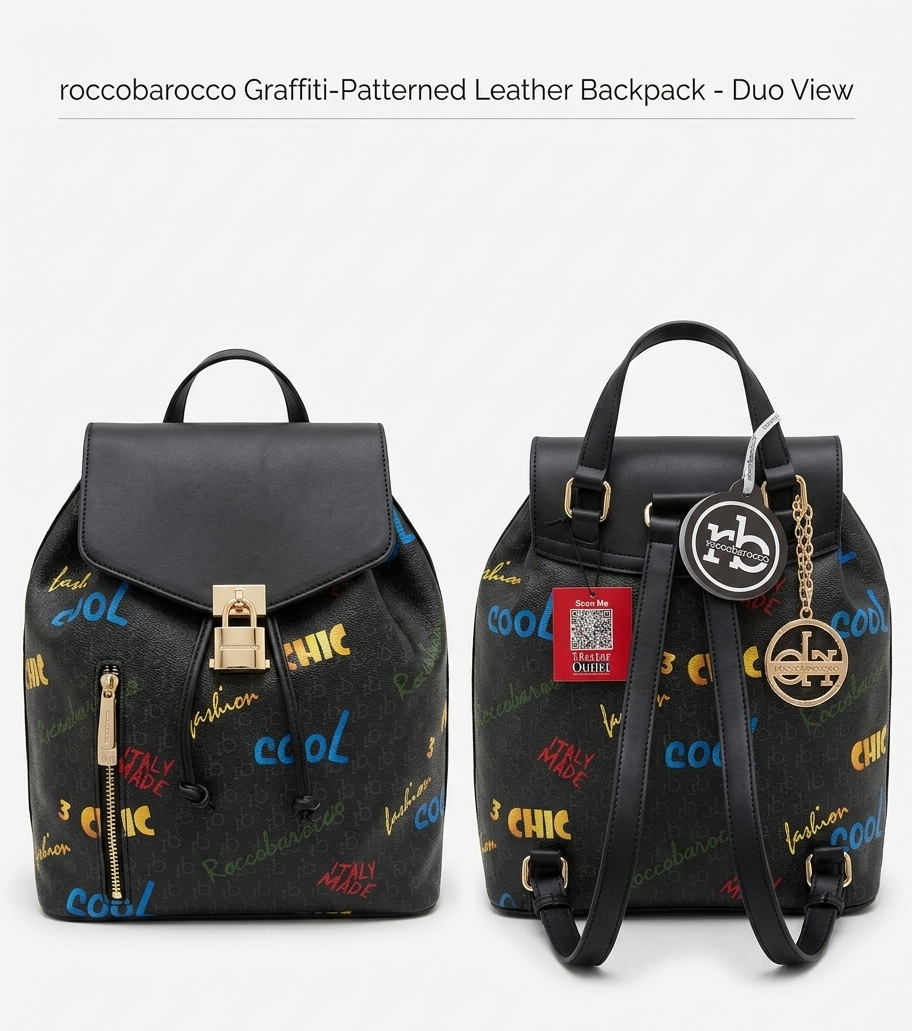 ROCCOBAROCCO WOMENS BACKPACK - Nero Zaino Letizia CM-28X33X14 Cassiopea Nero  RBR910B0109N-01