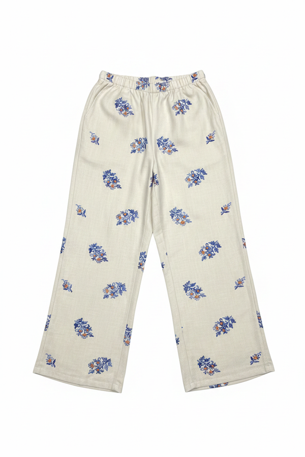 Pink Shadow Production Women pants bagie whith  Blue flower