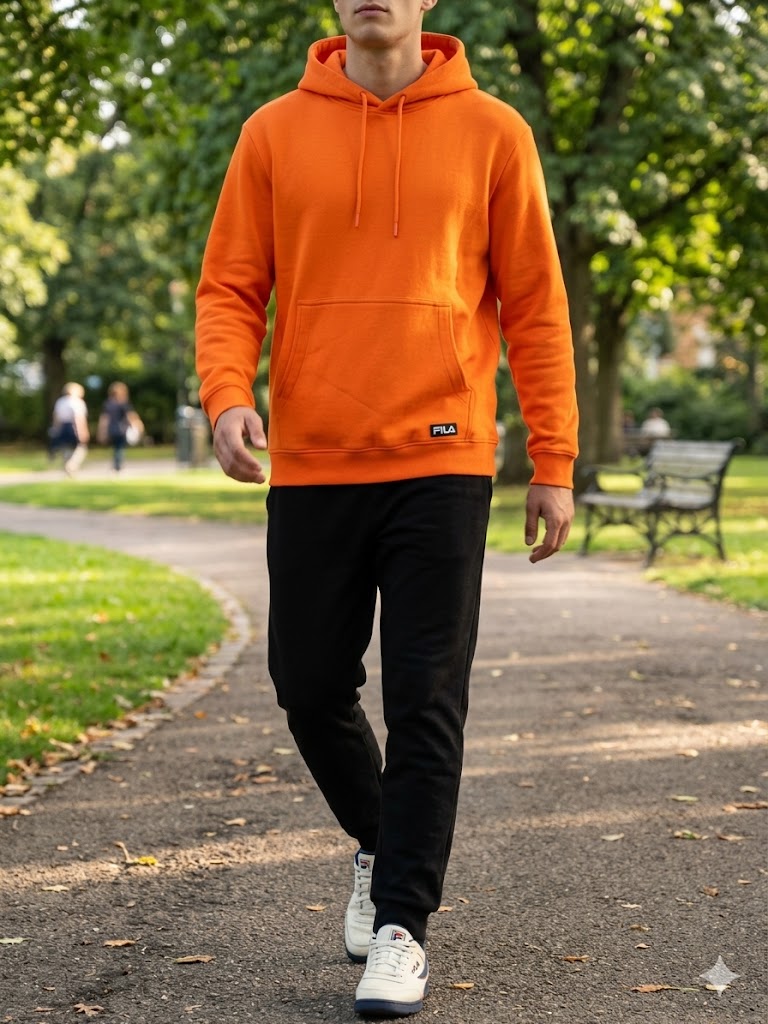 Fila Hi Vis Pullover Hoodie 'Vibrant Orange' - (FMJ1229-801)